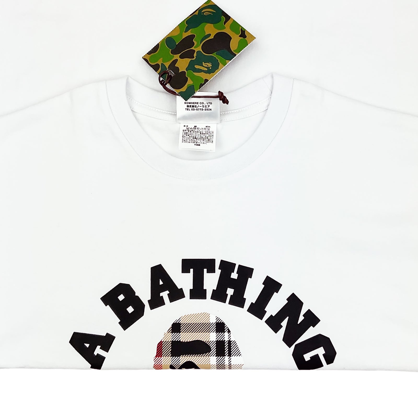 CHECK COLLEGE T-SHIRT WHITE MULTI BEIGE | A BATHING APE