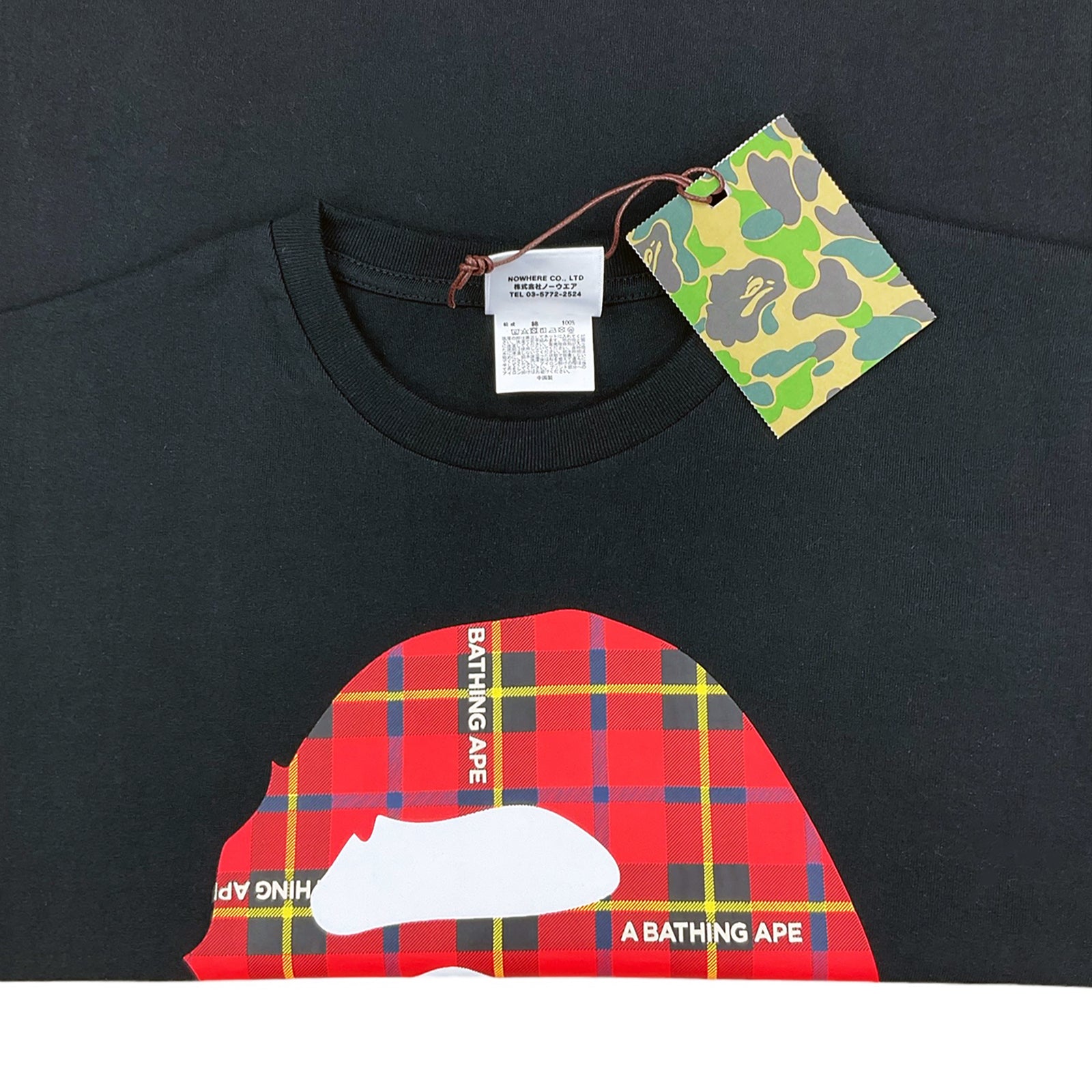 LOGO CHECK BIG APE HEAD T-SHIRT BLACK RED | A BATHING APE