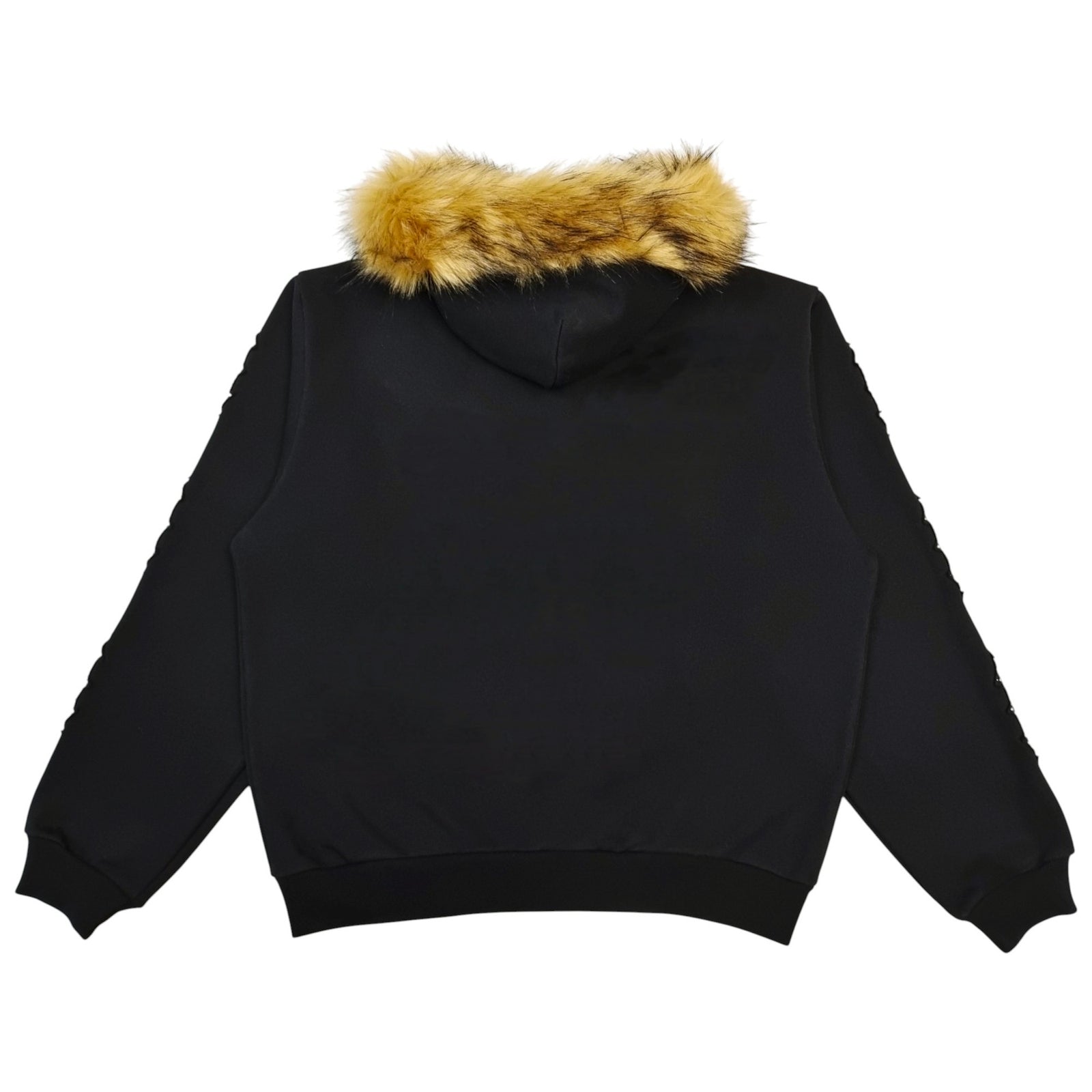 GARIBALDI FUR HOODED FULL ZIP HOODIE SWEATSHIRT BLACK