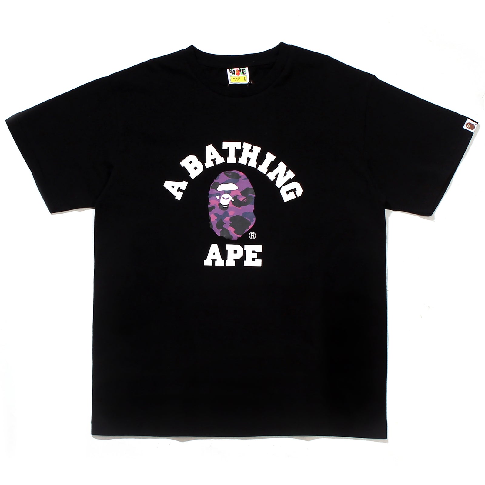 COLOR CAMO COLLEGE T-SHIRT BLACK PURPLE | A BATHING APE