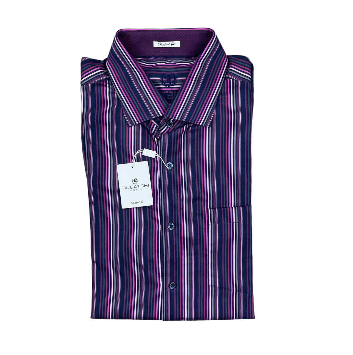 BARCODE STRIPED LONG SLEEVE SHIRT PURPLE PINK