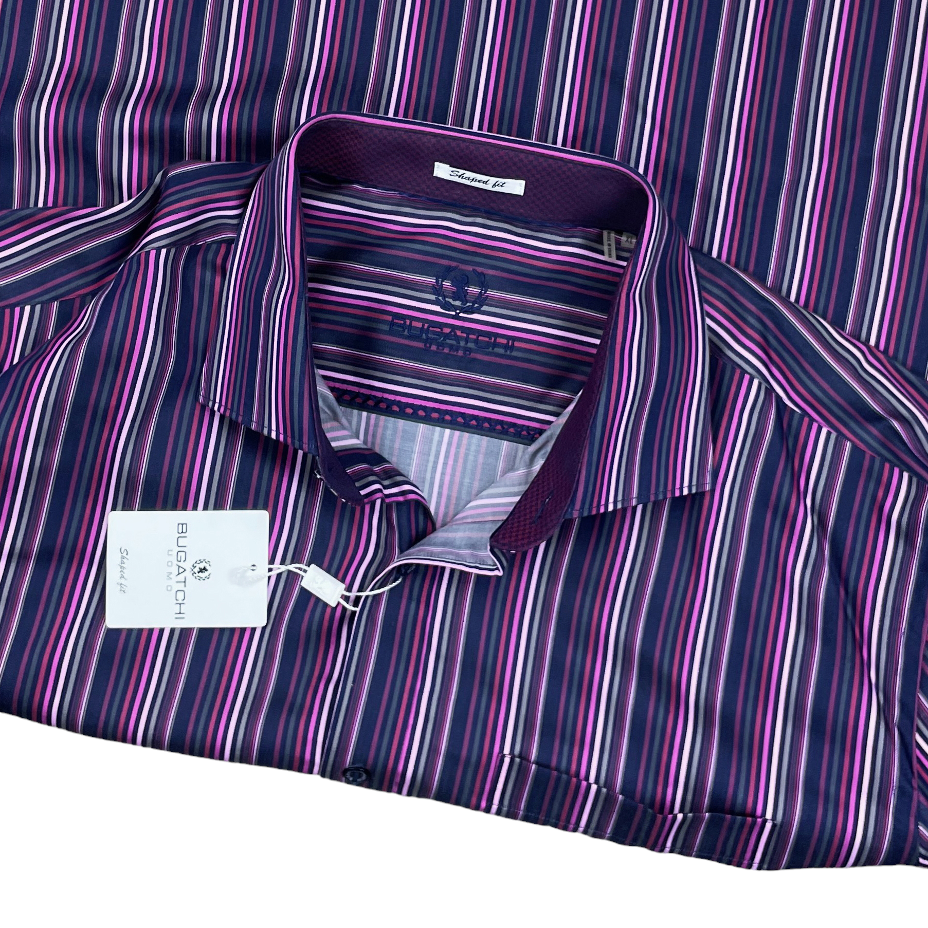 BARCODE STRIPED LONG SLEEVE SHIRT PURPLE PINK