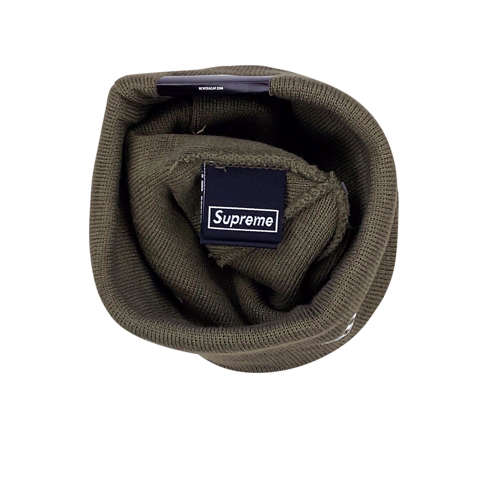 Supreme x New Era Cross Box Logo Beanie Light Olive (FW20) - 0riginalFeet