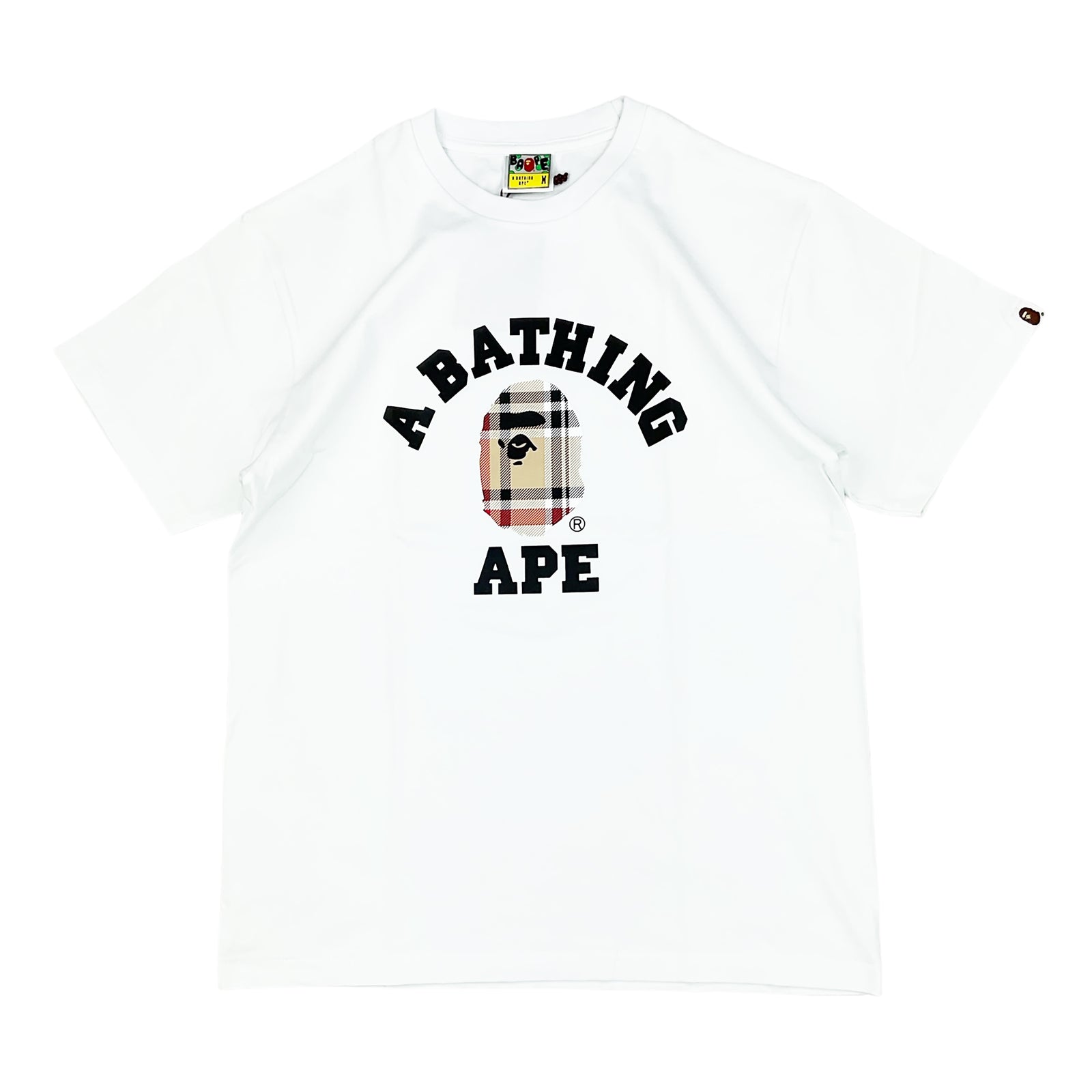 CHECK COLLEGE T-SHIRT WHITE MULTI BEIGE | A BATHING APE