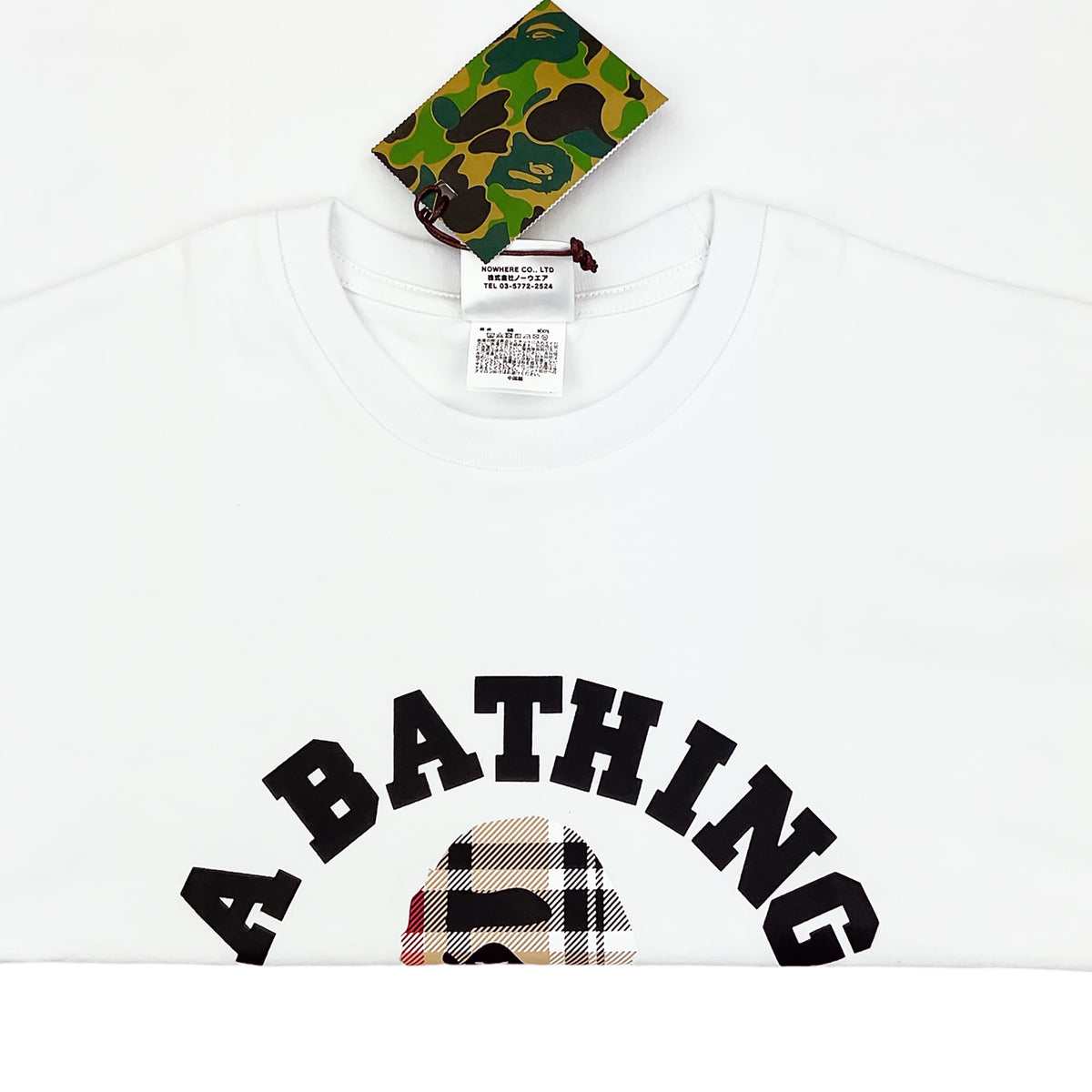 CHECK COLLEGE T-SHIRT WHITE MULTI BEIGE | A BATHING APE