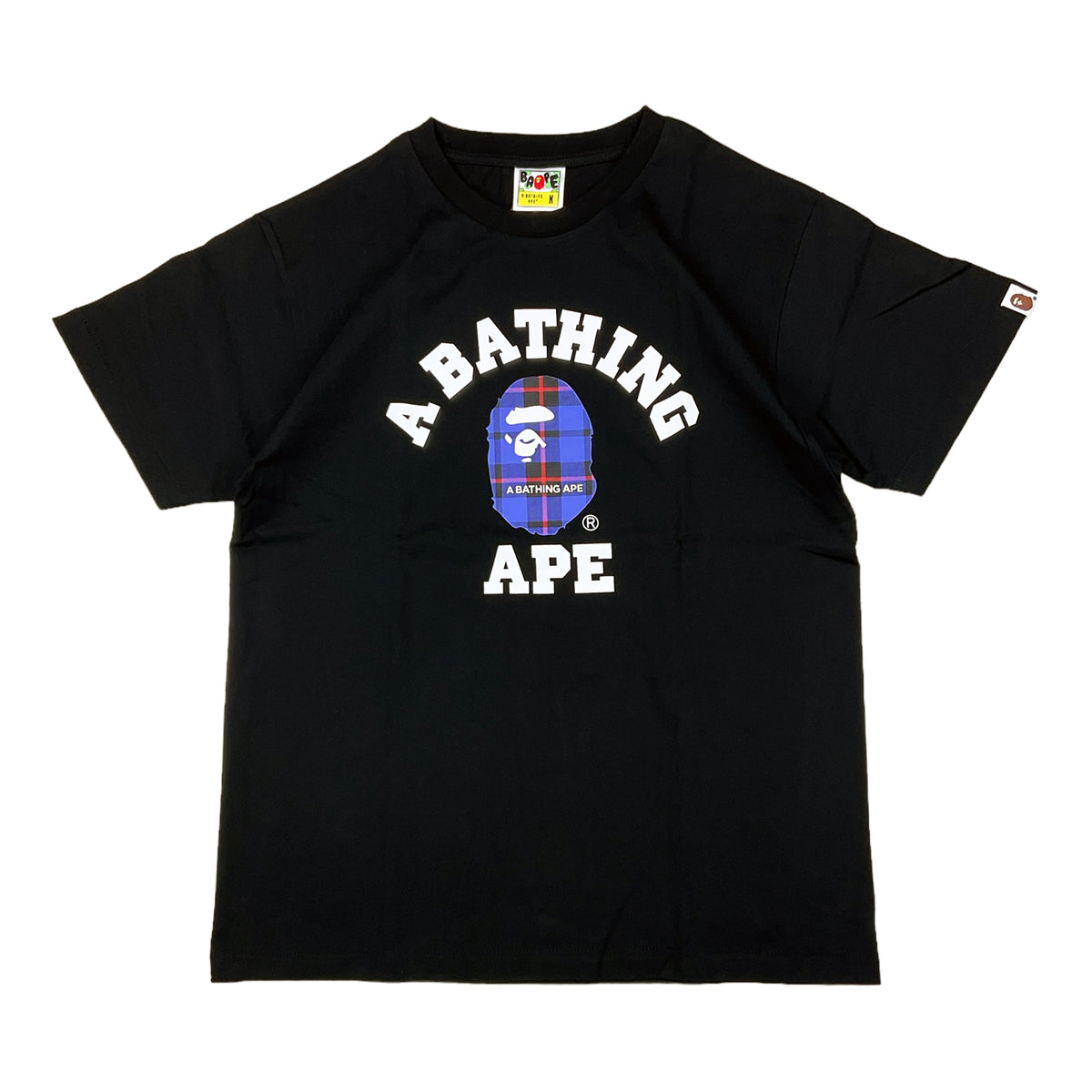 LOGO CHECK COLLEGE T-SHIRT BLACK BLUE | A BATHING APE