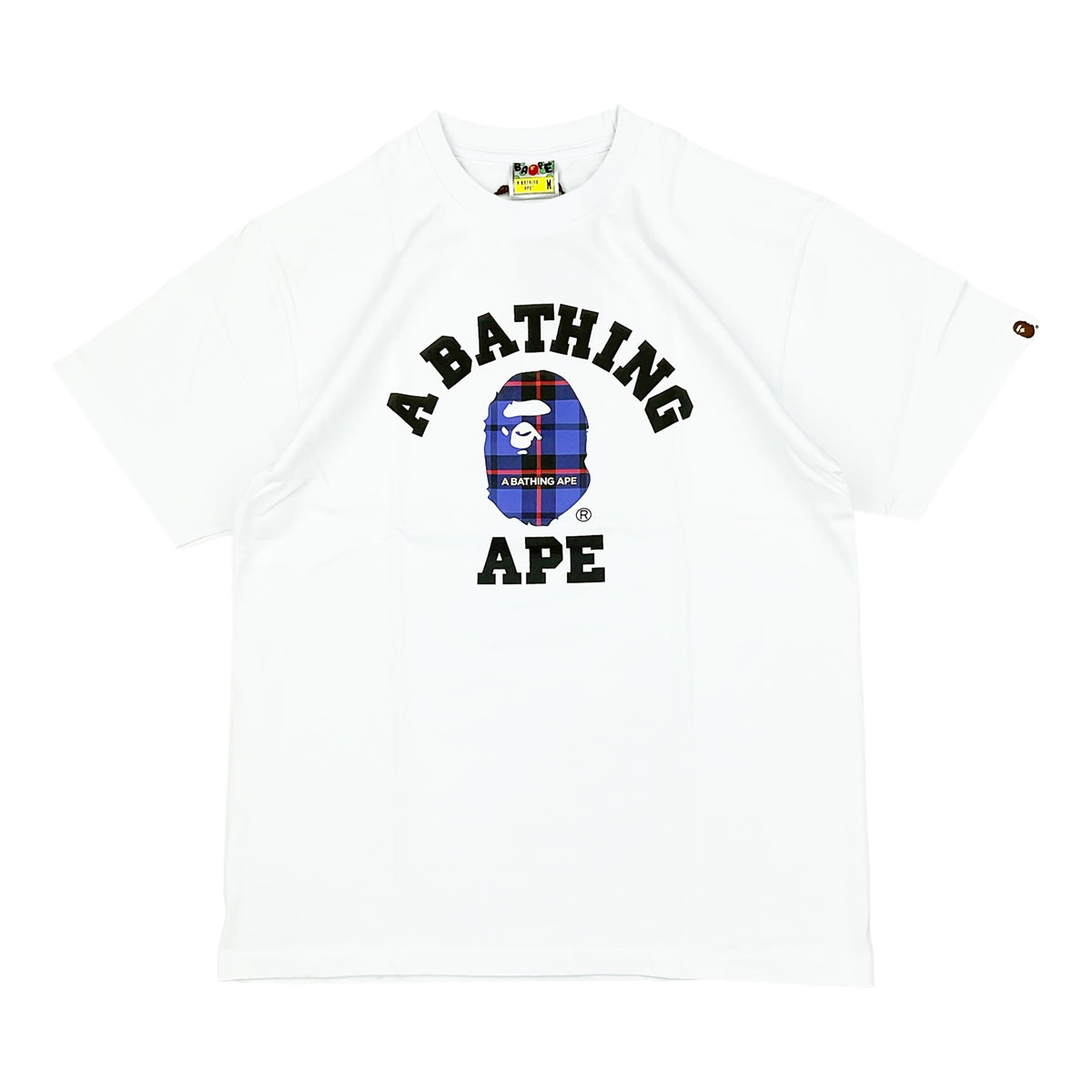 LOGO CHECK COLLEGE T-SHIRT WHITE BLUE | A BATHING APE