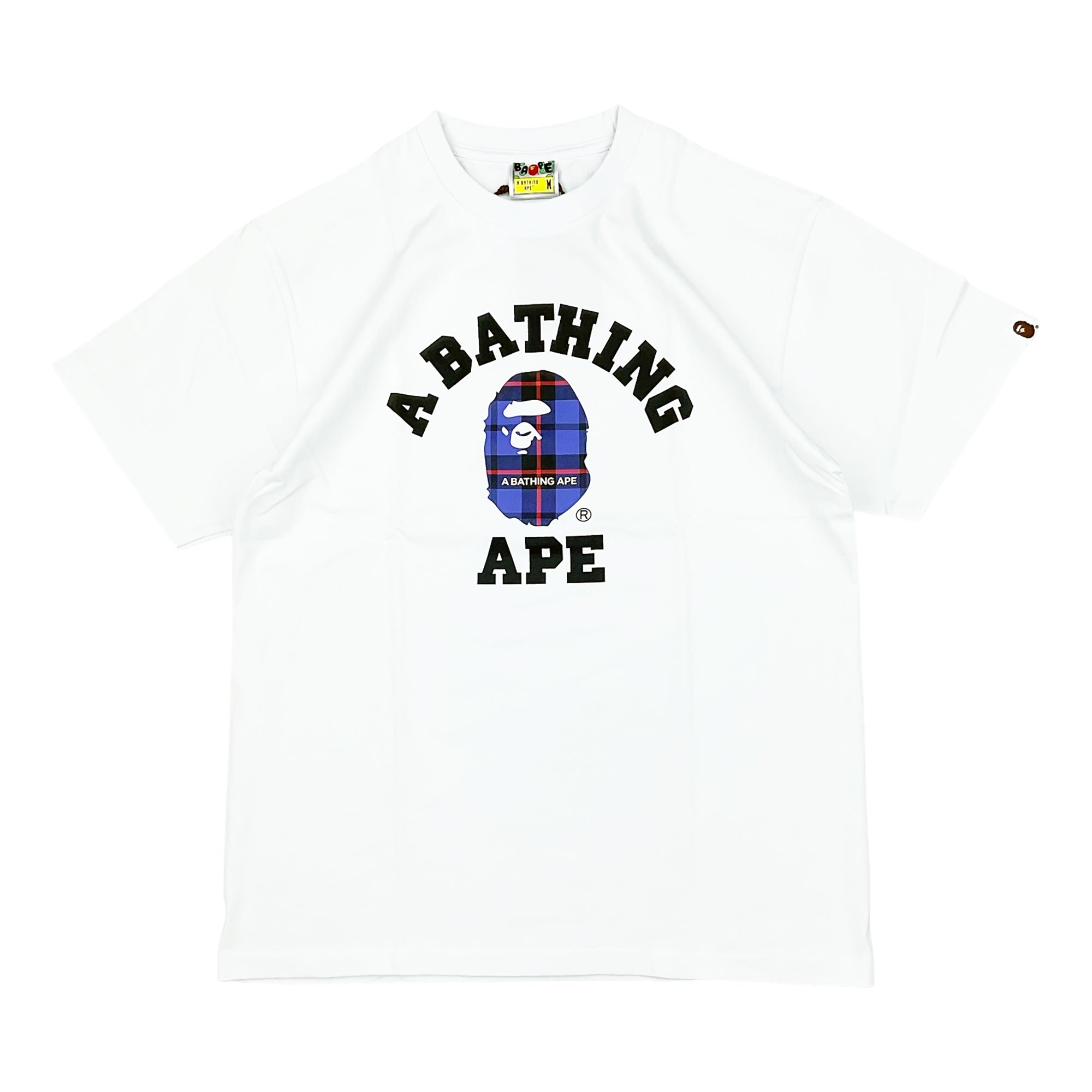 LOGO CHECK COLLEGE T-SHIRT WHITE BLUE | A BATHING APE