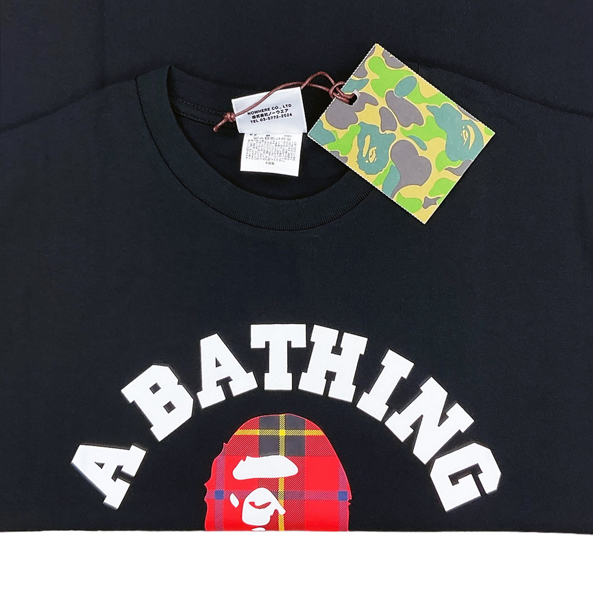 LOGO CHECK COLLEGE T-SHIRT BLACK RED | A BATHING APE
