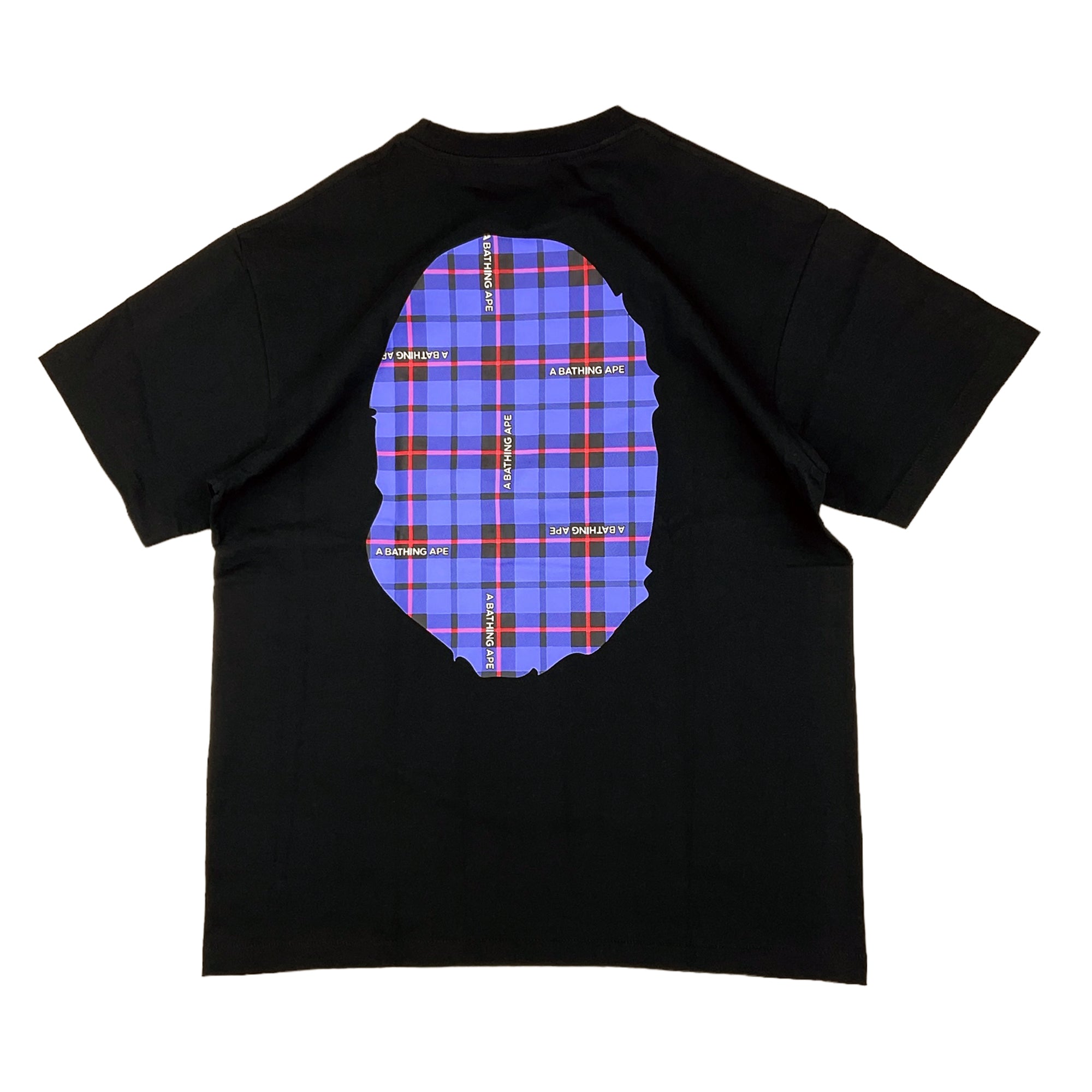 LOGO CHECK BIG APE HEAD T-SHIRT BLACK BLUE | A BATHING APE