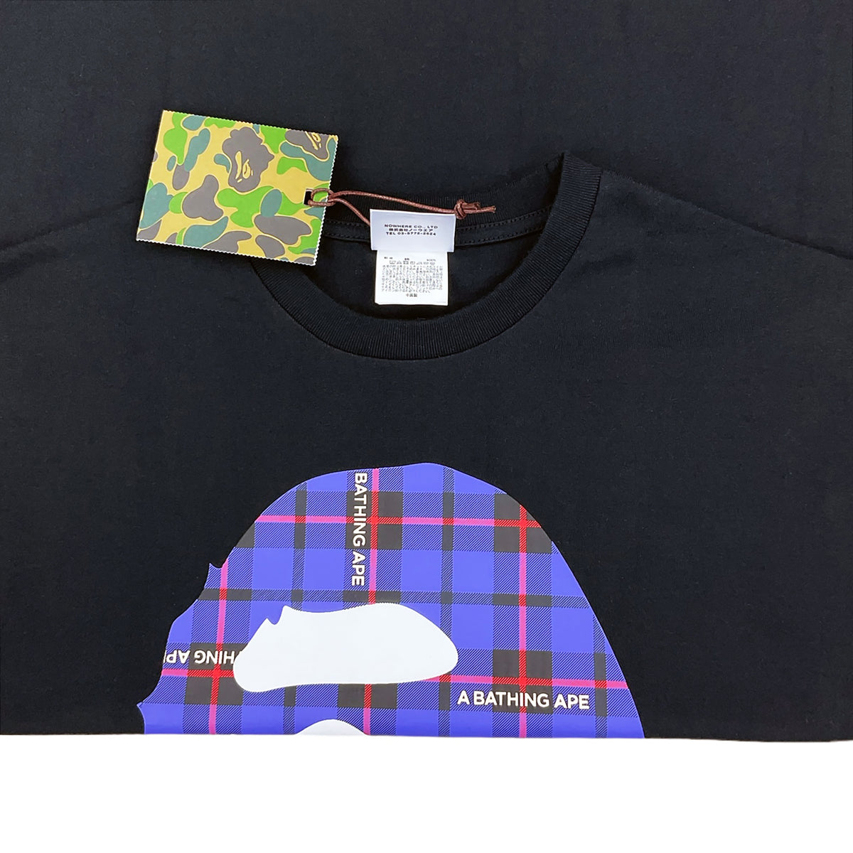 LOGO CHECK BIG APE HEAD T-SHIRT BLACK BLUE | A BATHING APE