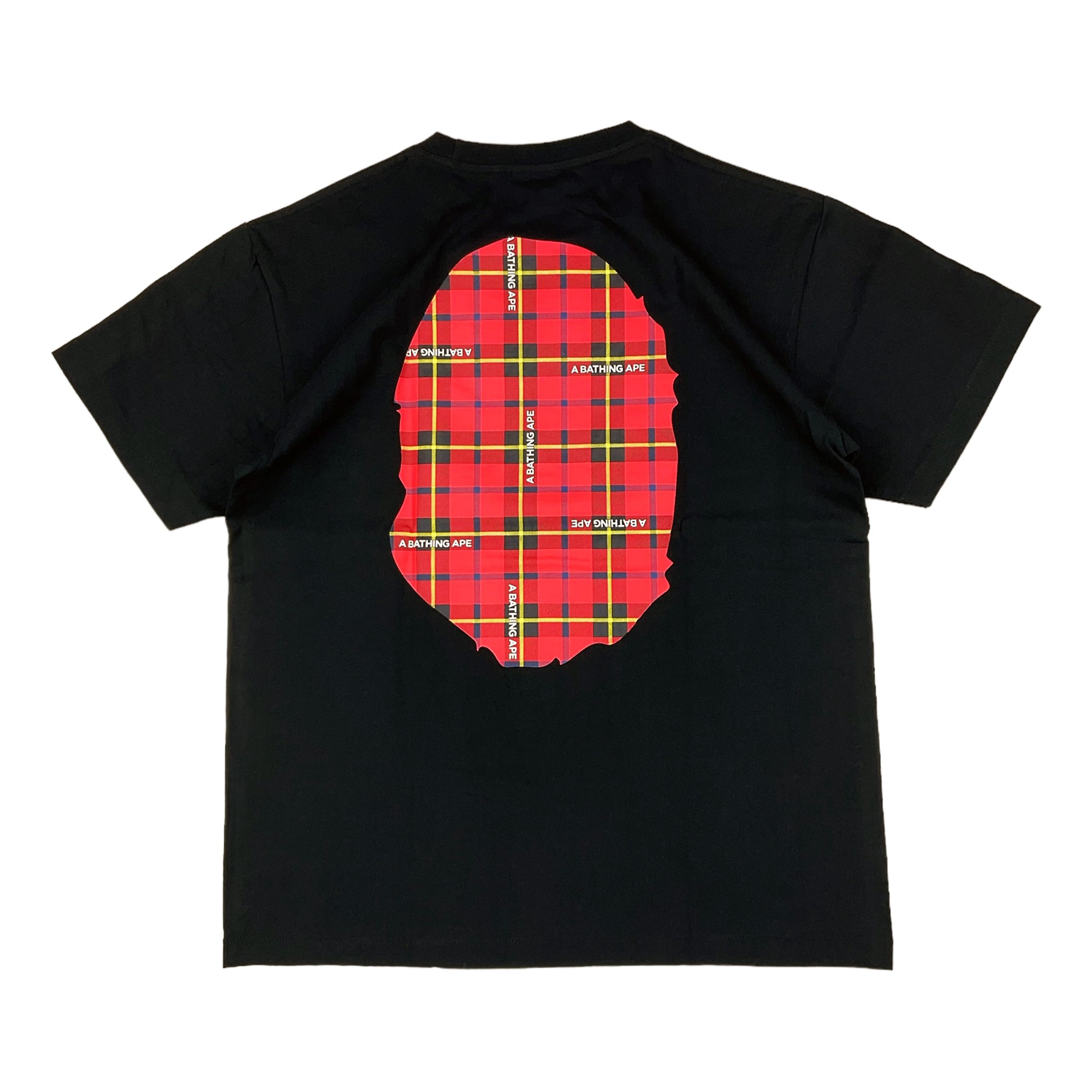 LOGO CHECK BIG APE HEAD T-SHIRT BLACK RED | A BATHING APE