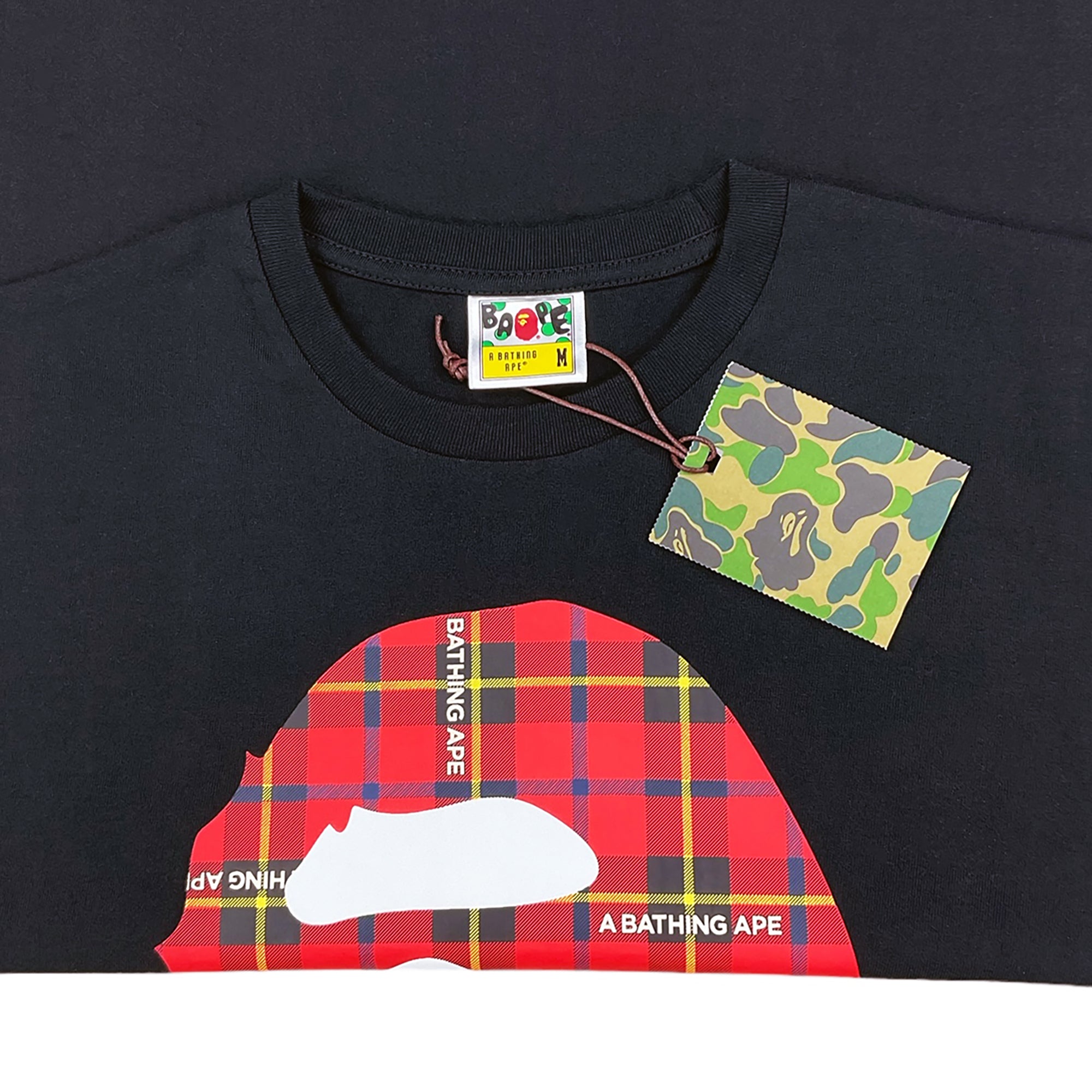 LOGO CHECK BIG APE HEAD T-SHIRT BLACK RED | A BATHING APE