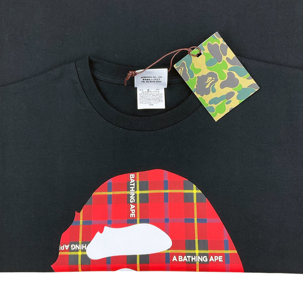 LOGO CHECK BIG APE HEAD T-SHIRT BLACK RED | A BATHING APE
