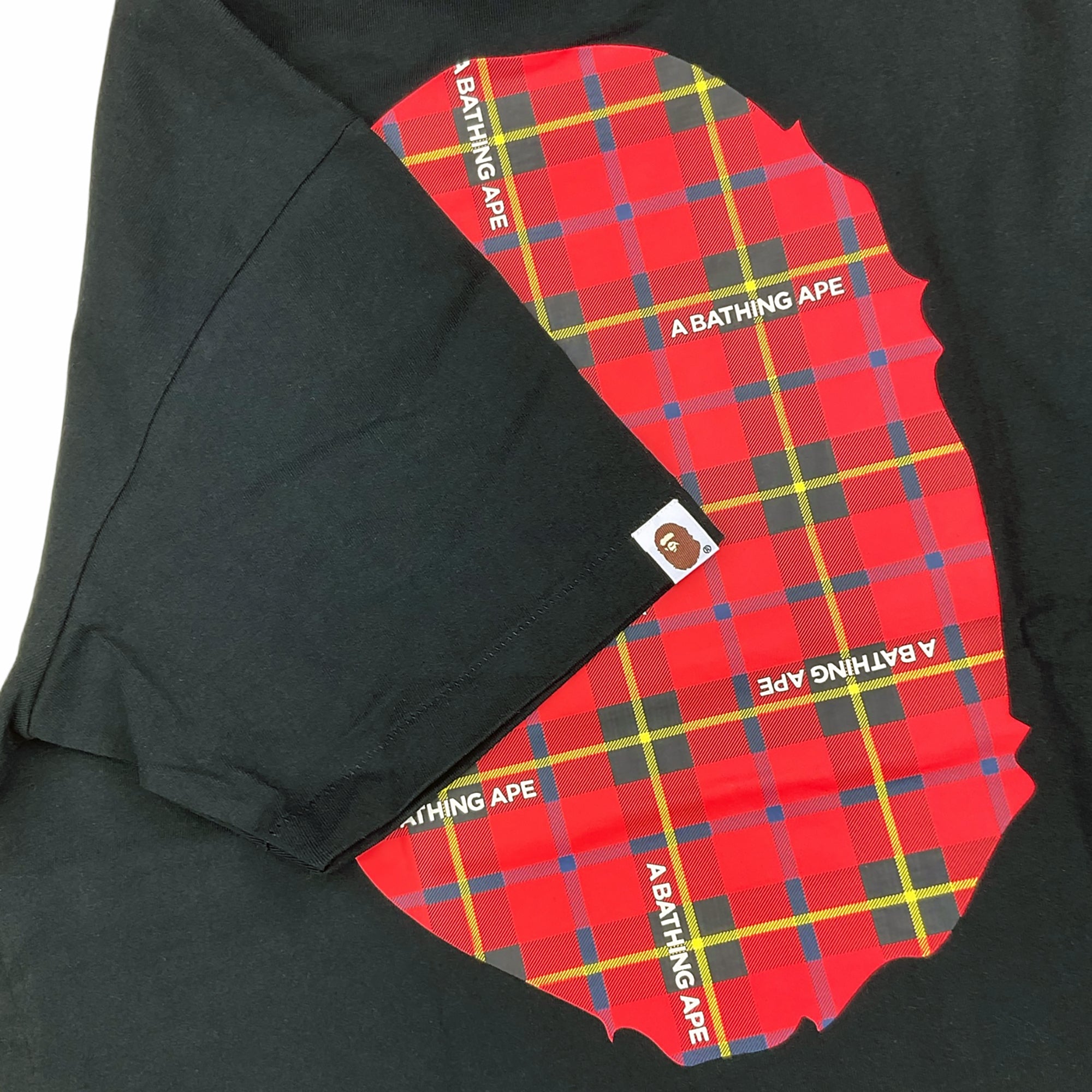 LOGO CHECK BIG APE HEAD T-SHIRT BLACK RED | A BATHING APE