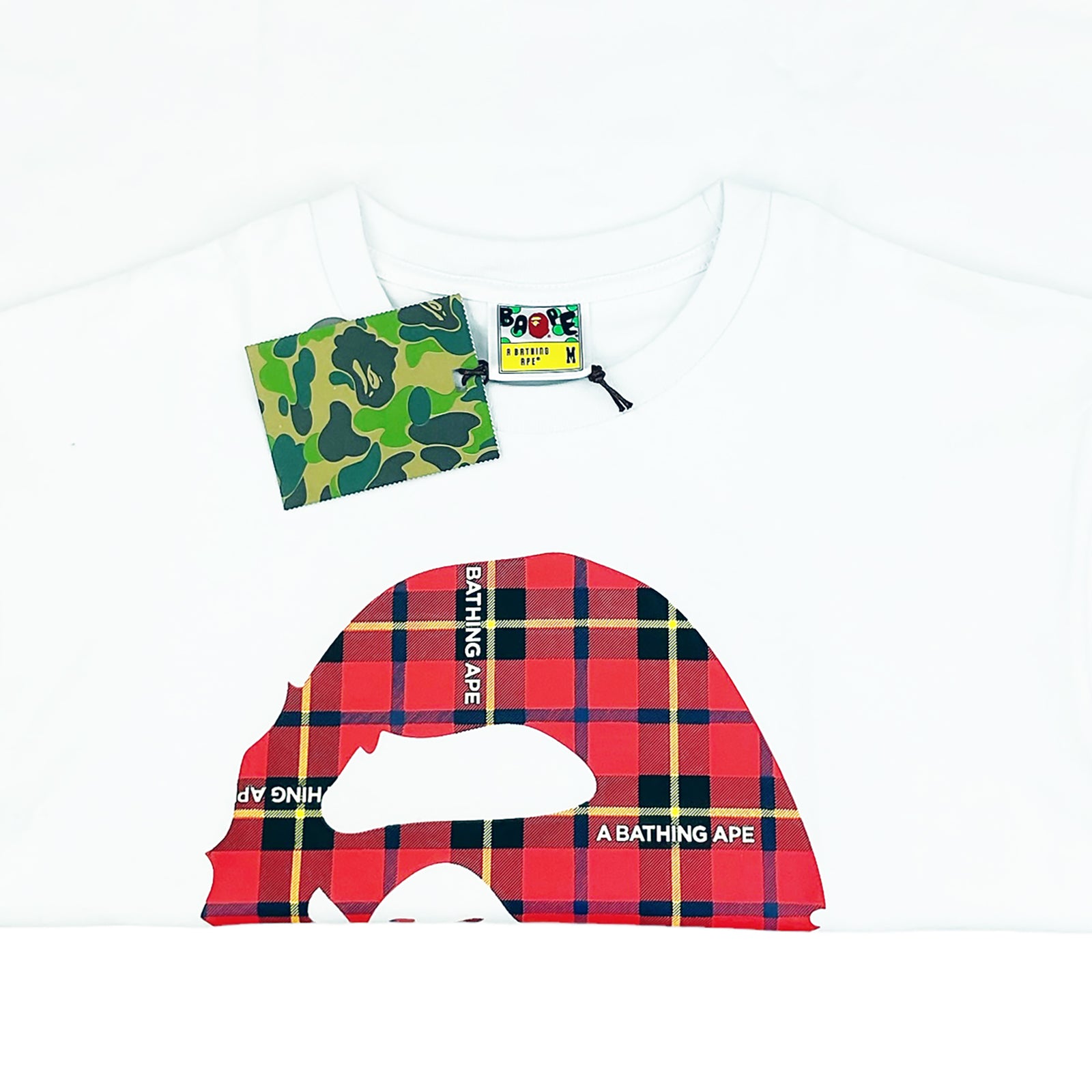 Bape Check Bathing popular Ape Tee White/Black Ape Head Plaid XL