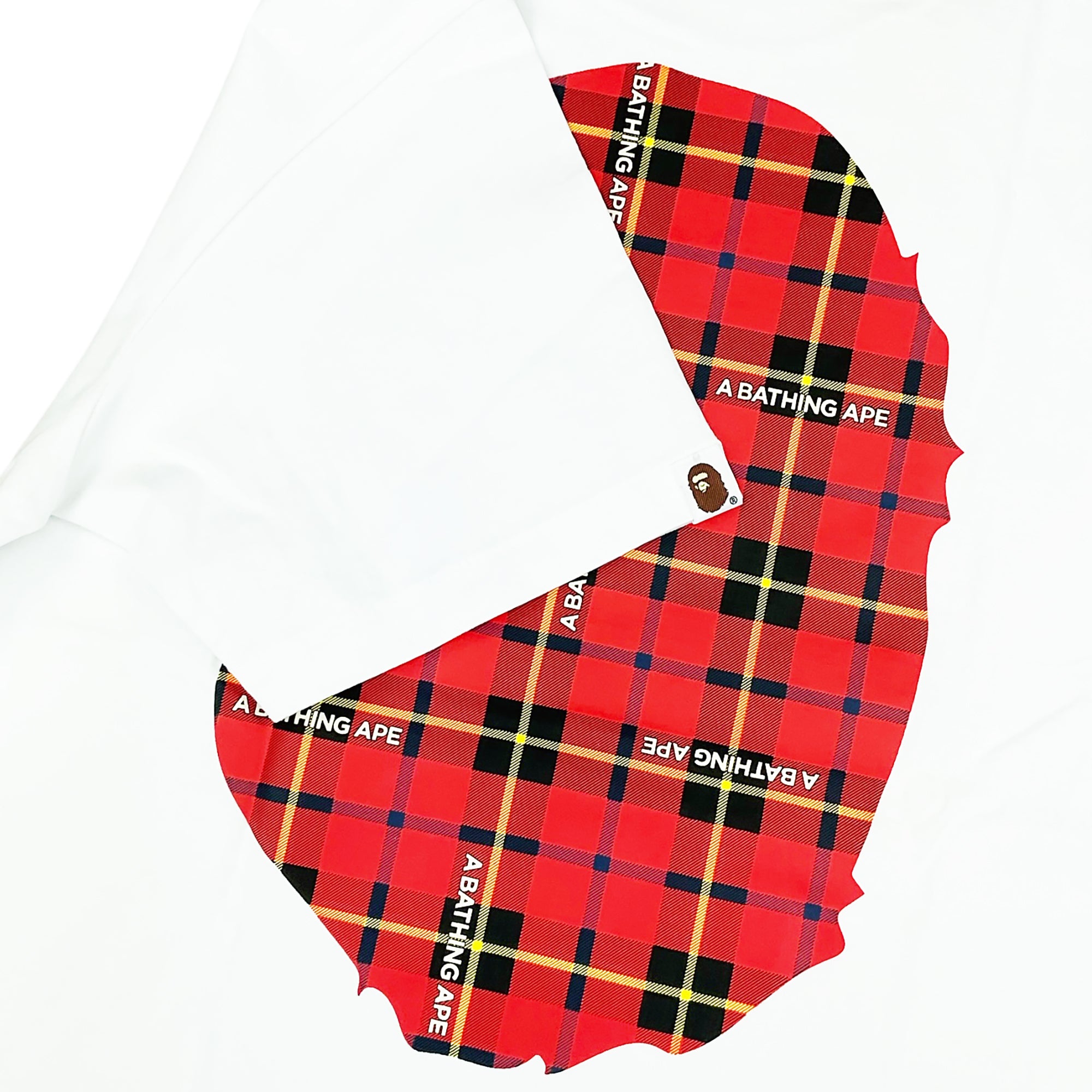 LOGO CHECK BIG APE HEAD T-SHIRT WHITE RED | A BATHING APE