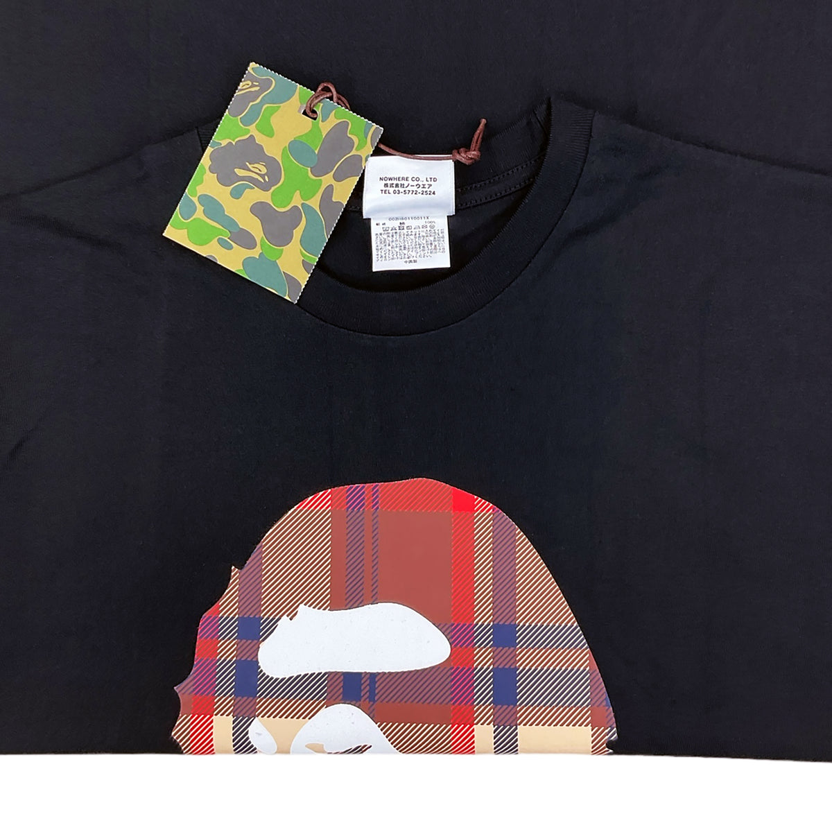 CHECK APE HEAD T-SHIRT BLACK MULTI RED | A BATHING APE
