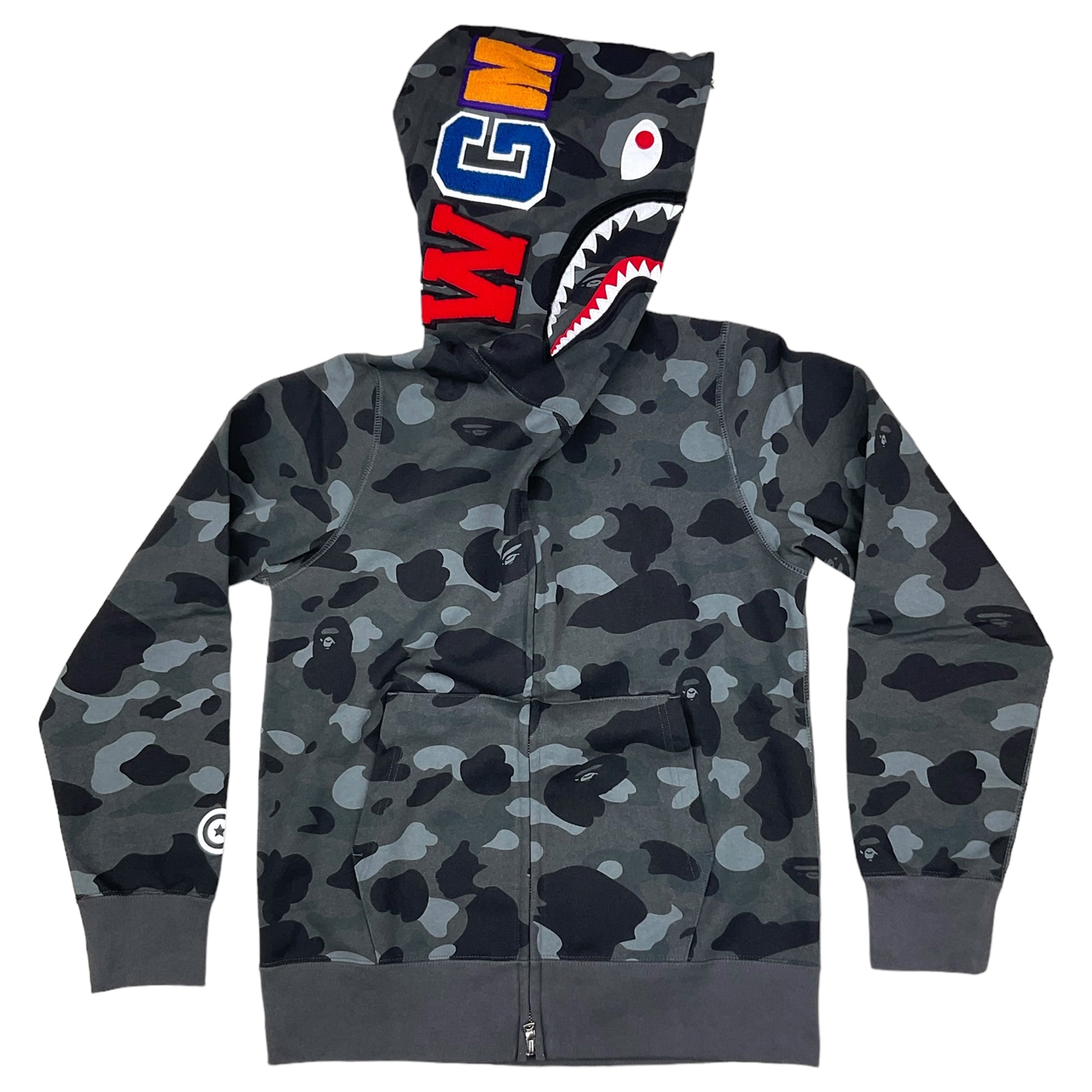 BAPE Color Camo Shark WGM Hoodie Sweatshirt Black A Bathing Ape 0riginalFeet