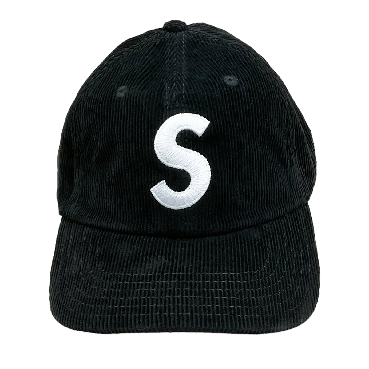 FINE WALE CORDUROY S LOGO 6-PANEL CAP BLACK (SS21)