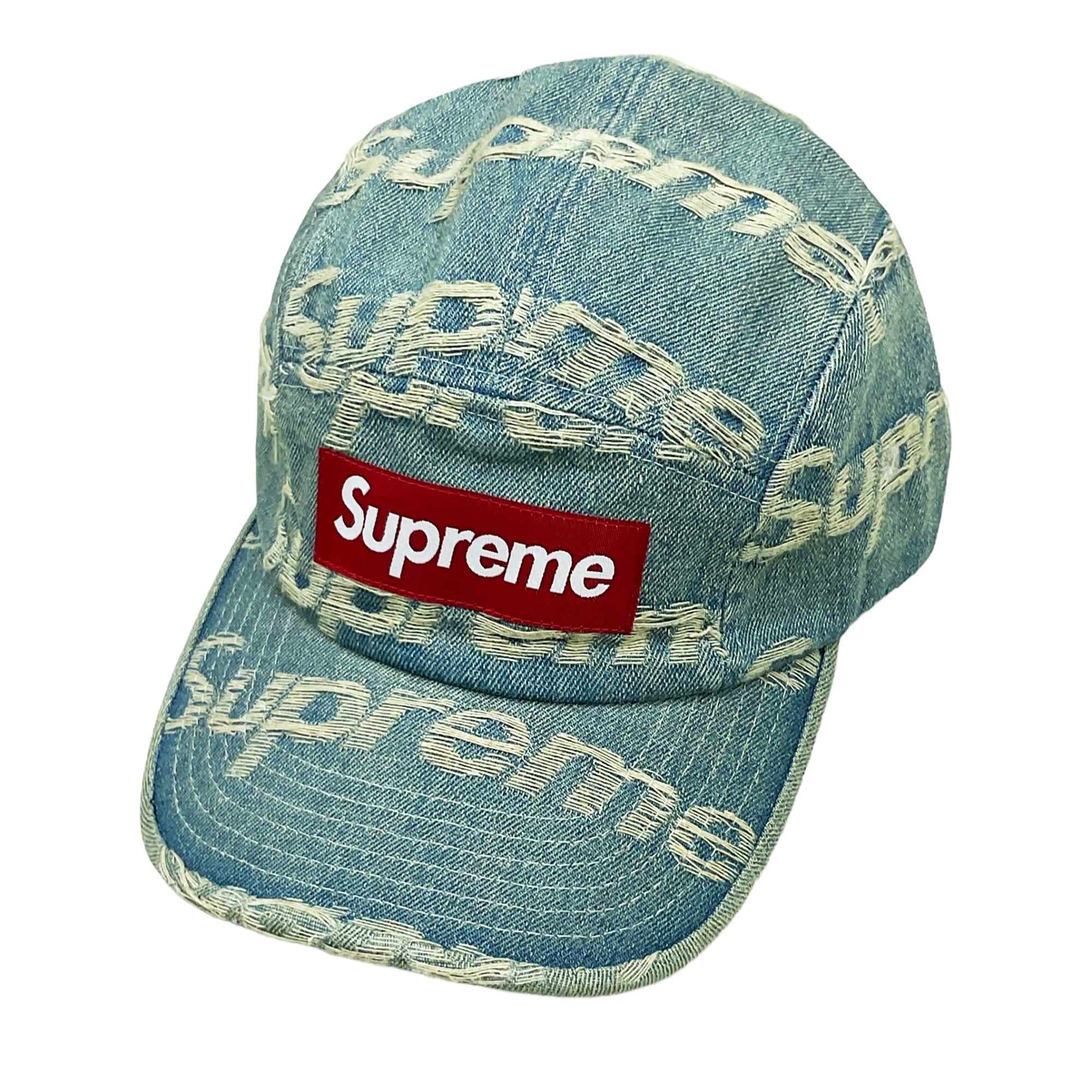 FRAYED LOGOS DENIM 5-PANEL CAMP CAP BLUE (SS21)