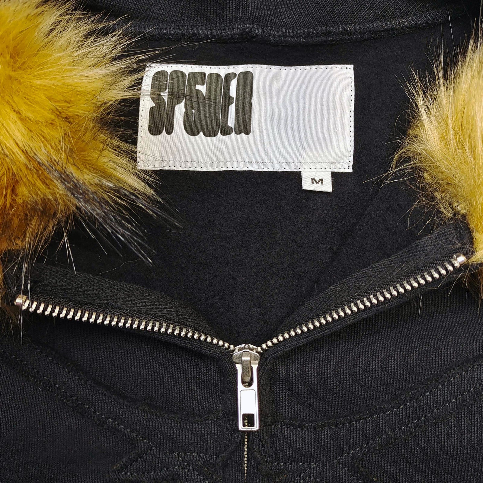 GARIBALDI FUR HOODED FULL ZIP HOODIE SWEATSHIRT BLACK