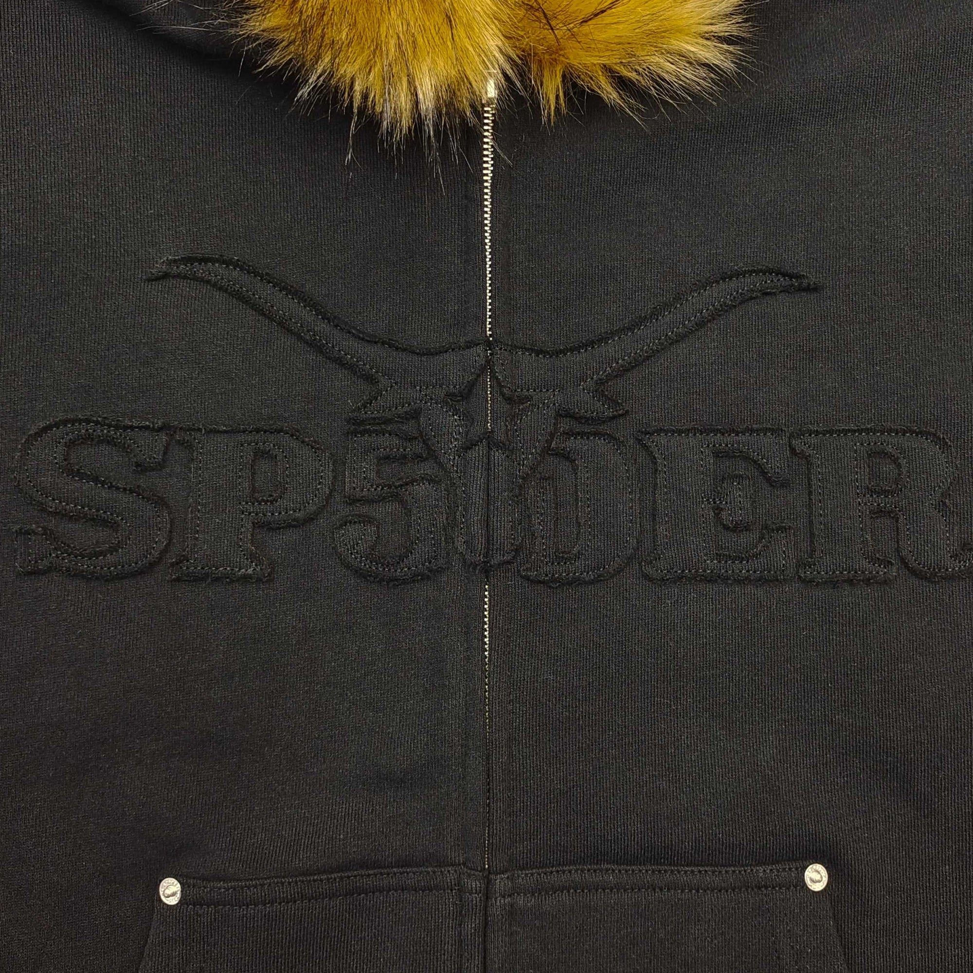 GARIBALDI FUR HOODED FULL ZIP HOODIE SWEATSHIRT BLACK