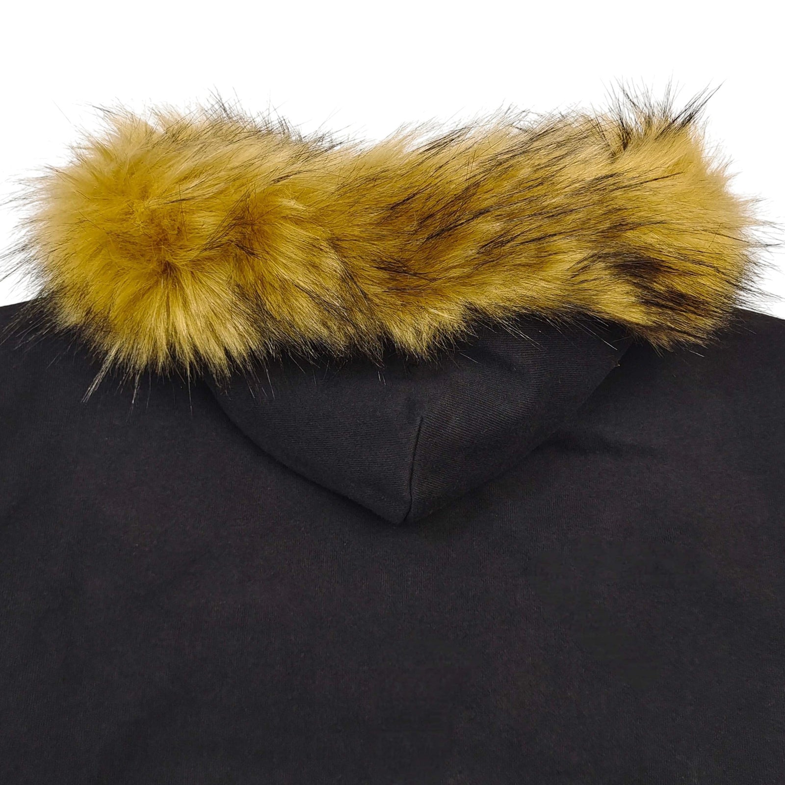 GARIBALDI FUR HOODED FULL ZIP HOODIE SWEATSHIRT BLACK