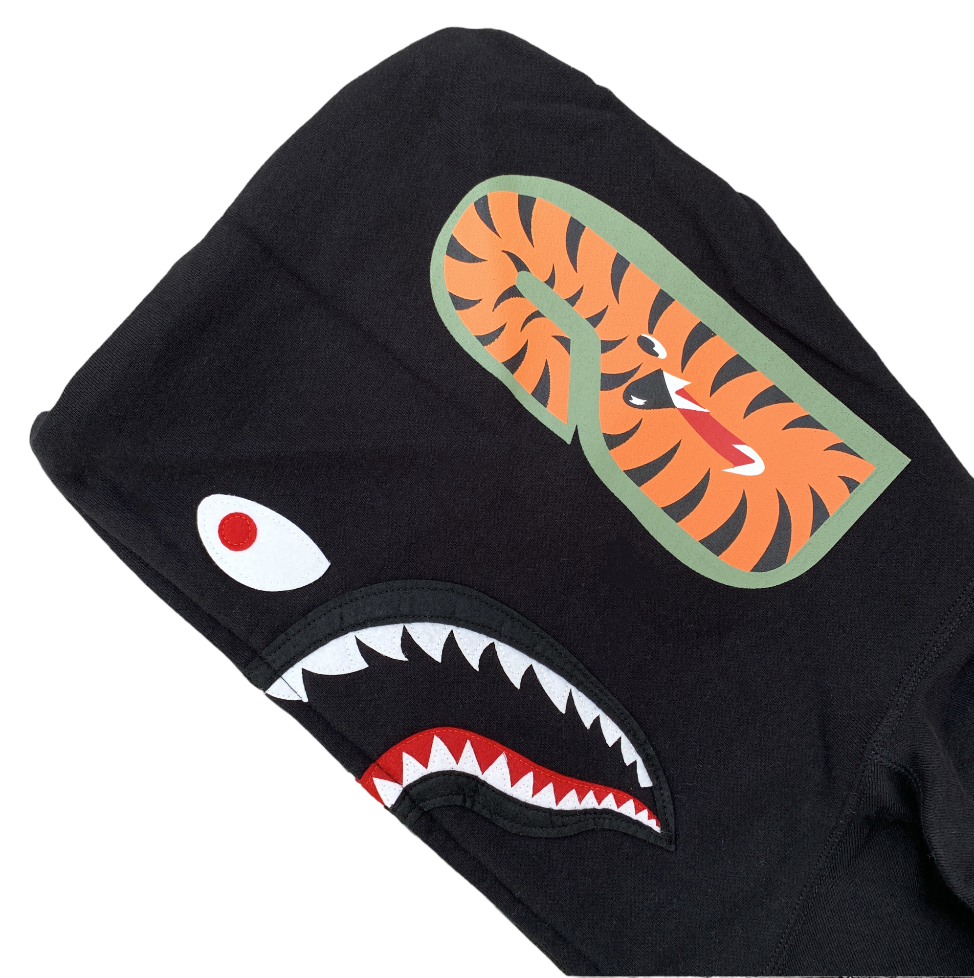 GREEN HALF CAMO SHARK WGM HOODIE SWEATSHIRT BLACK | A BATHING APE