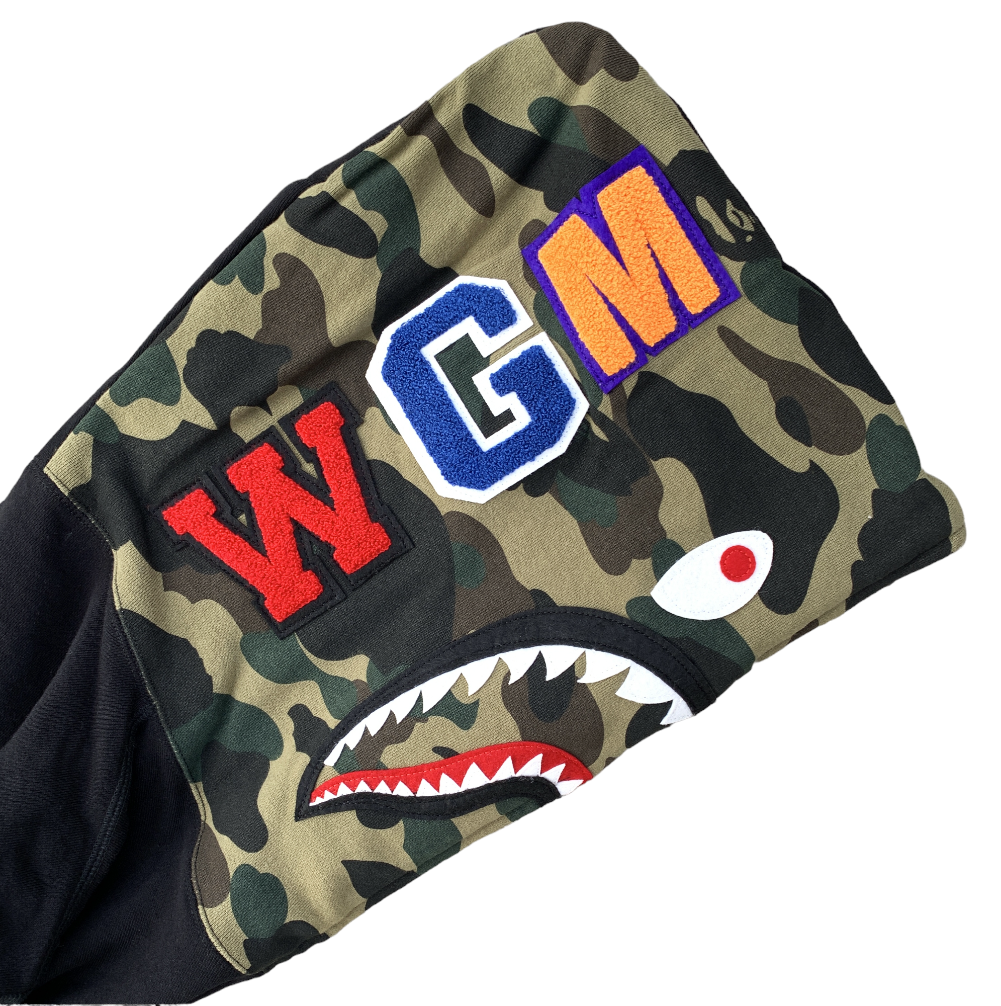 GREEN HALF CAMO SHARK WGM HOODIE SWEATSHIRT BLACK | A BATHING APE