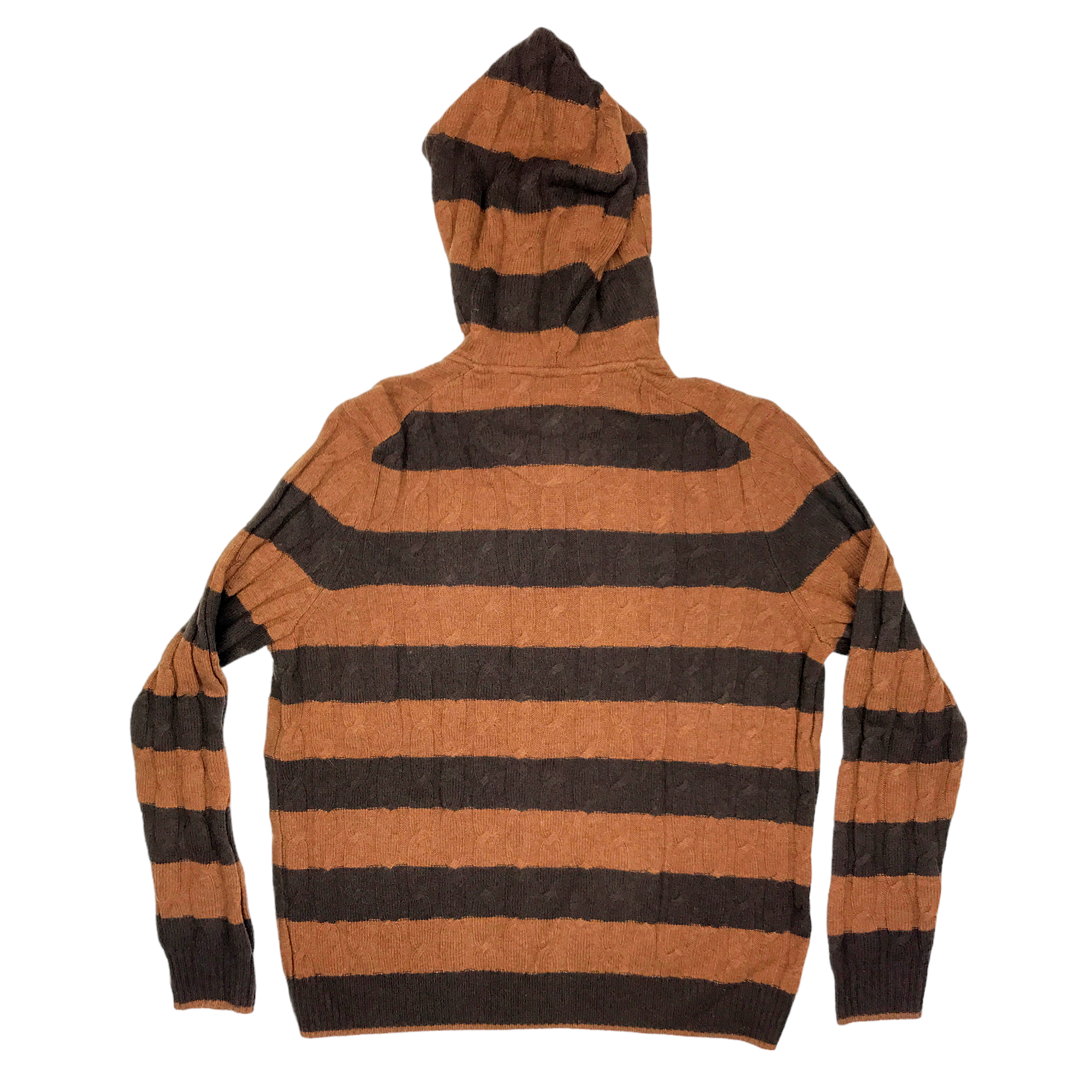 LAMBSWOOL STRIPED HOODIE SWEATER BROWN