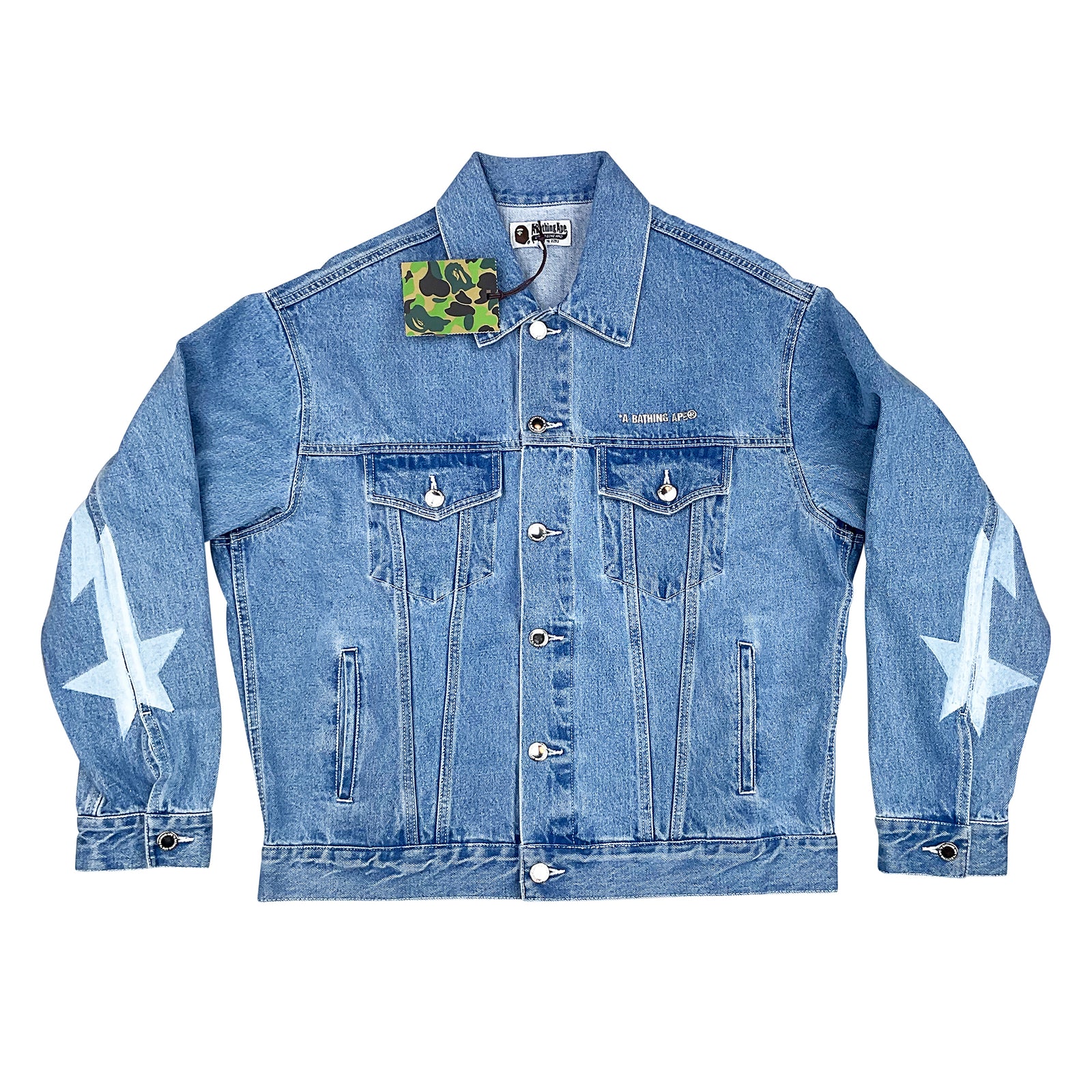 METAL LOGO PIN DENIM JACKET COAT LIGHT INDIGO | A BATHING APE