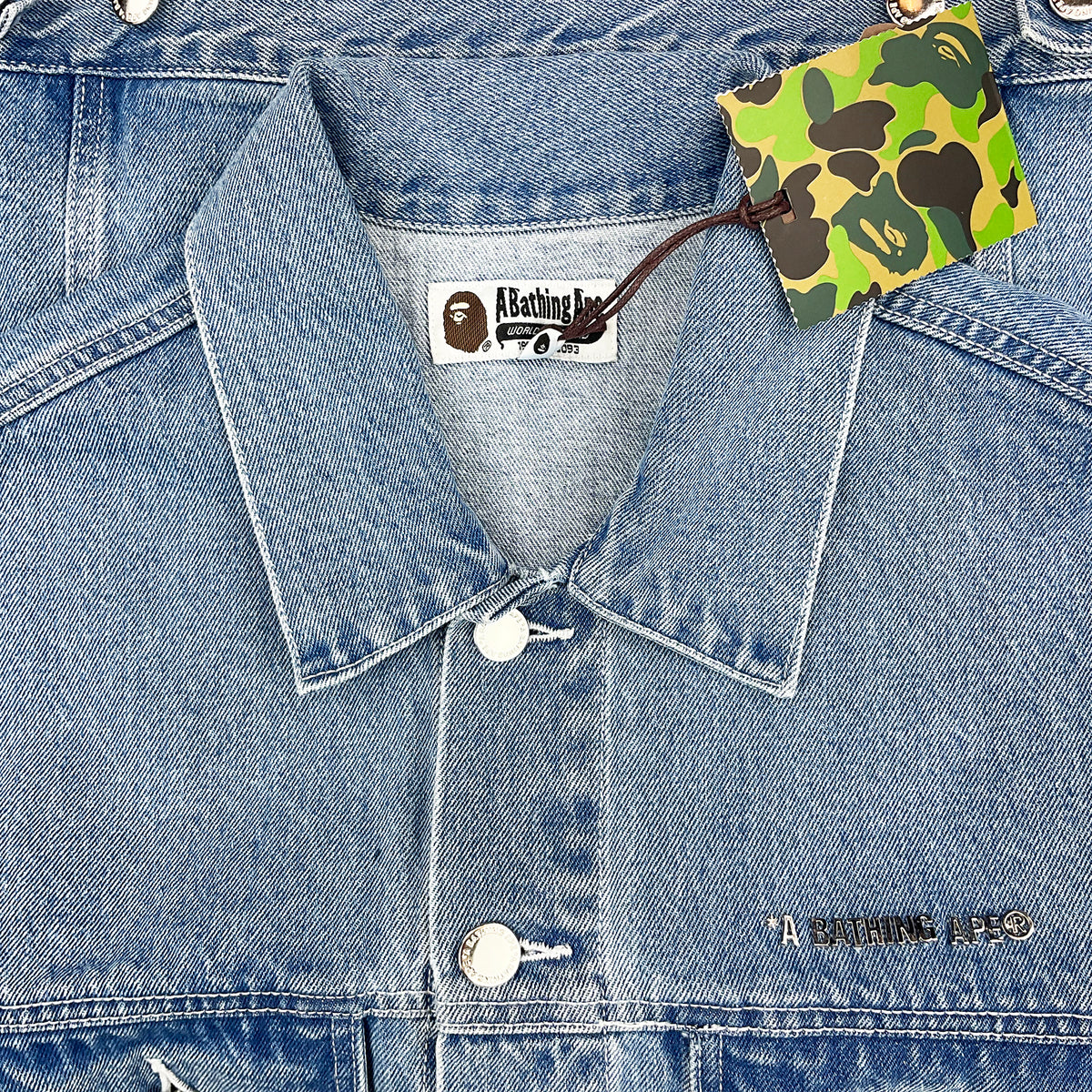 METAL LOGO PIN DENIM JACKET COAT LIGHT INDIGO | A BATHING APE