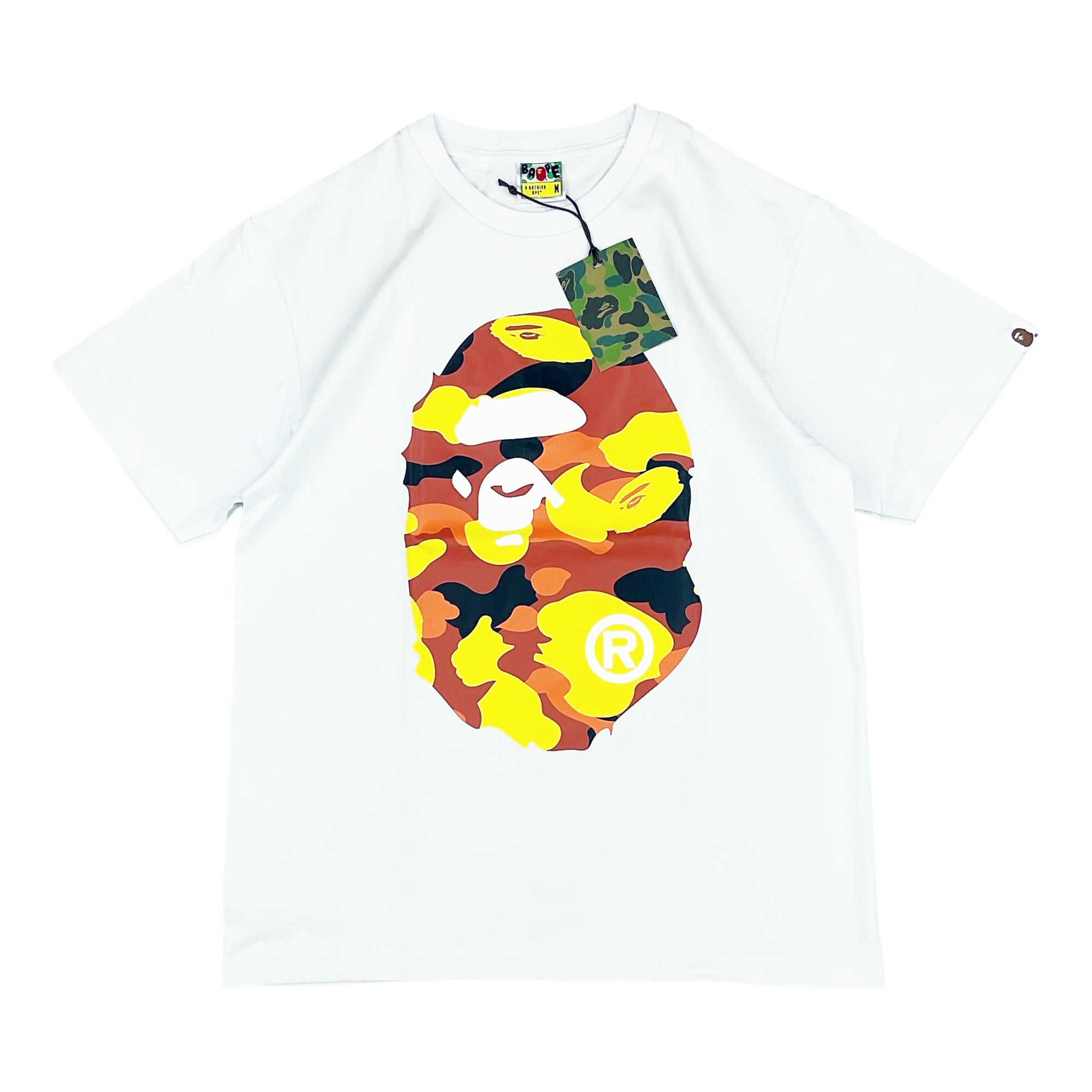 1ST CAMO BIG APE HEAD T-SHIRT WHITE ORANGE | A BATHING APE