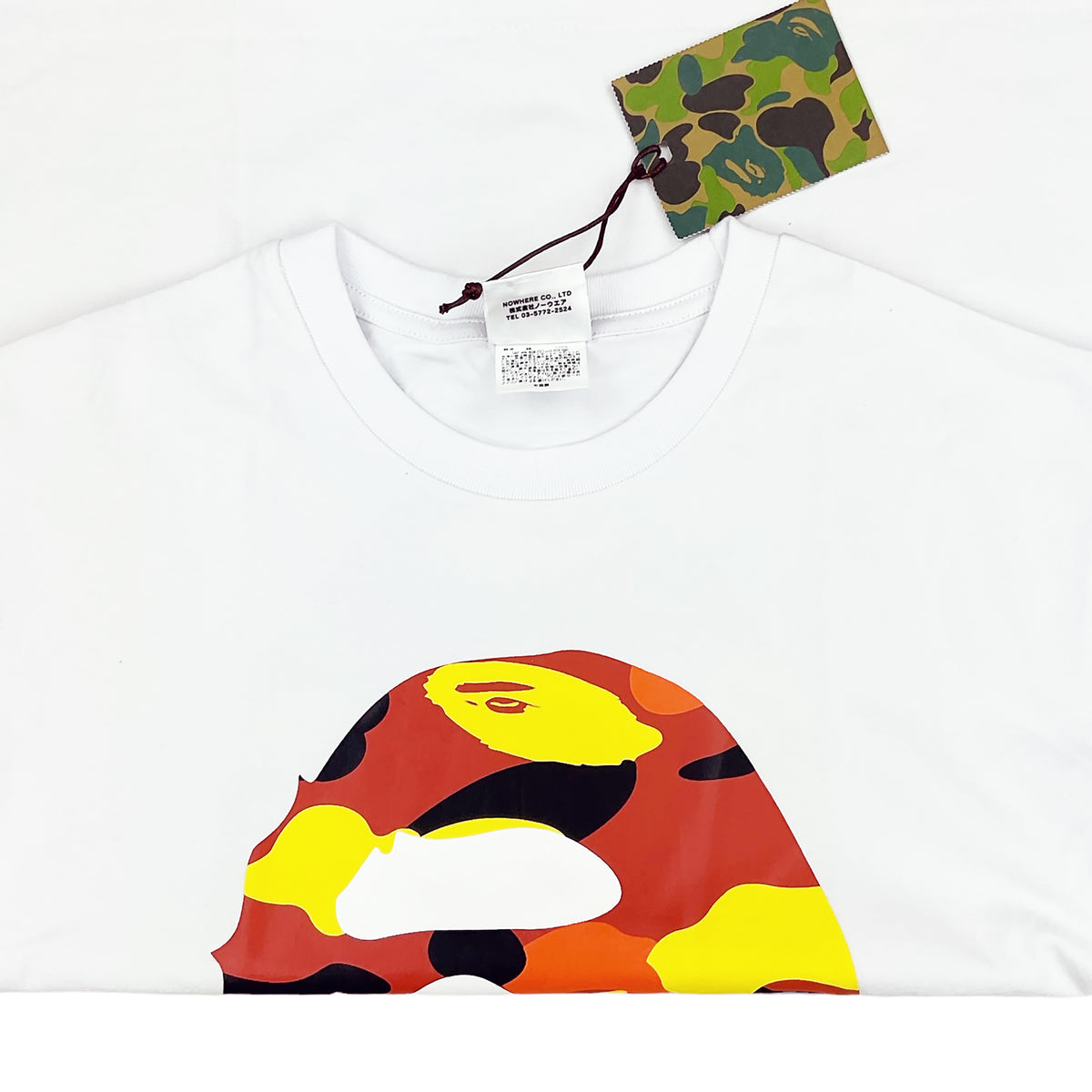 1ST CAMO BIG APE HEAD T-SHIRT WHITE ORANGE | A BATHING APE