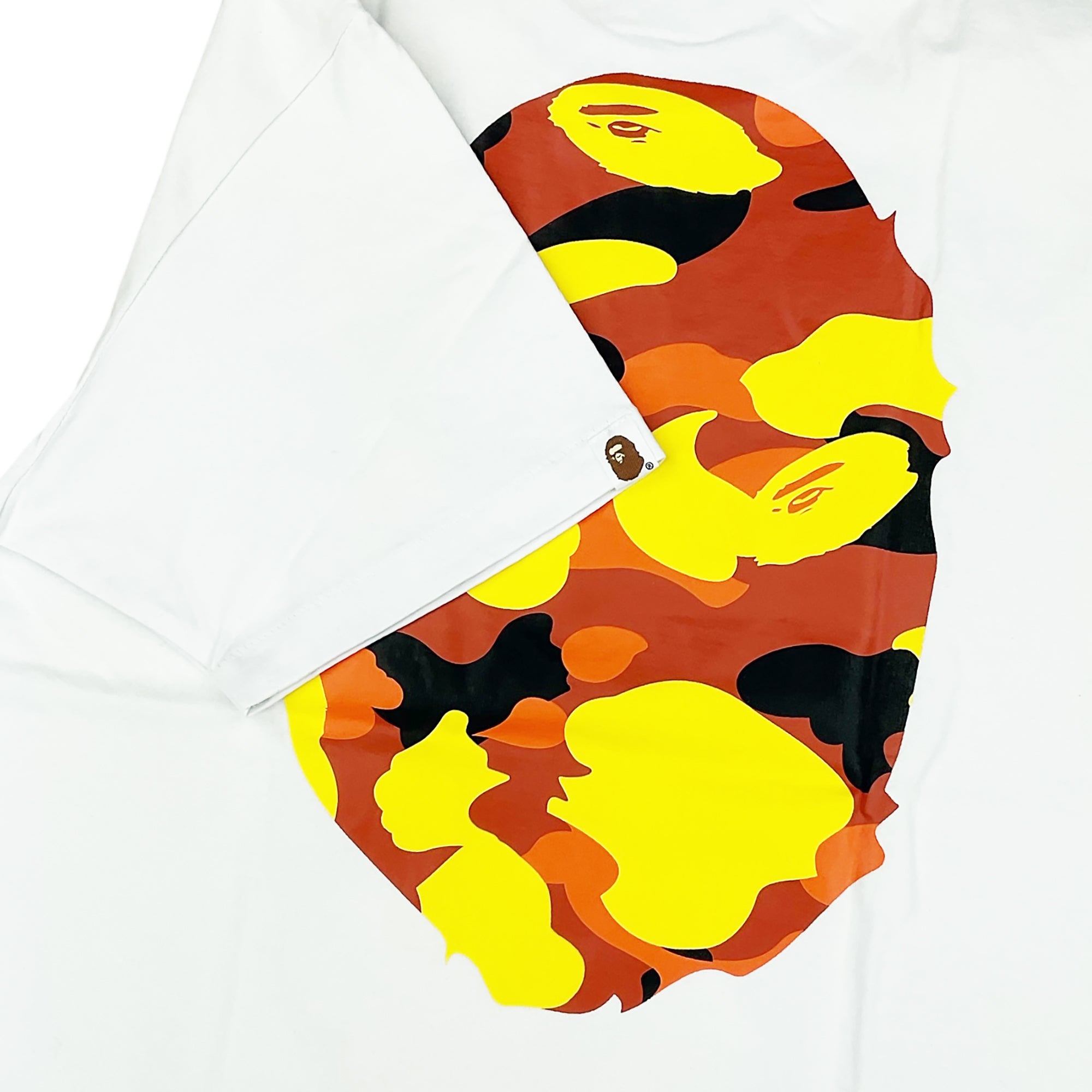 Bape 1st Camo Big Ape Head Tee White Orange