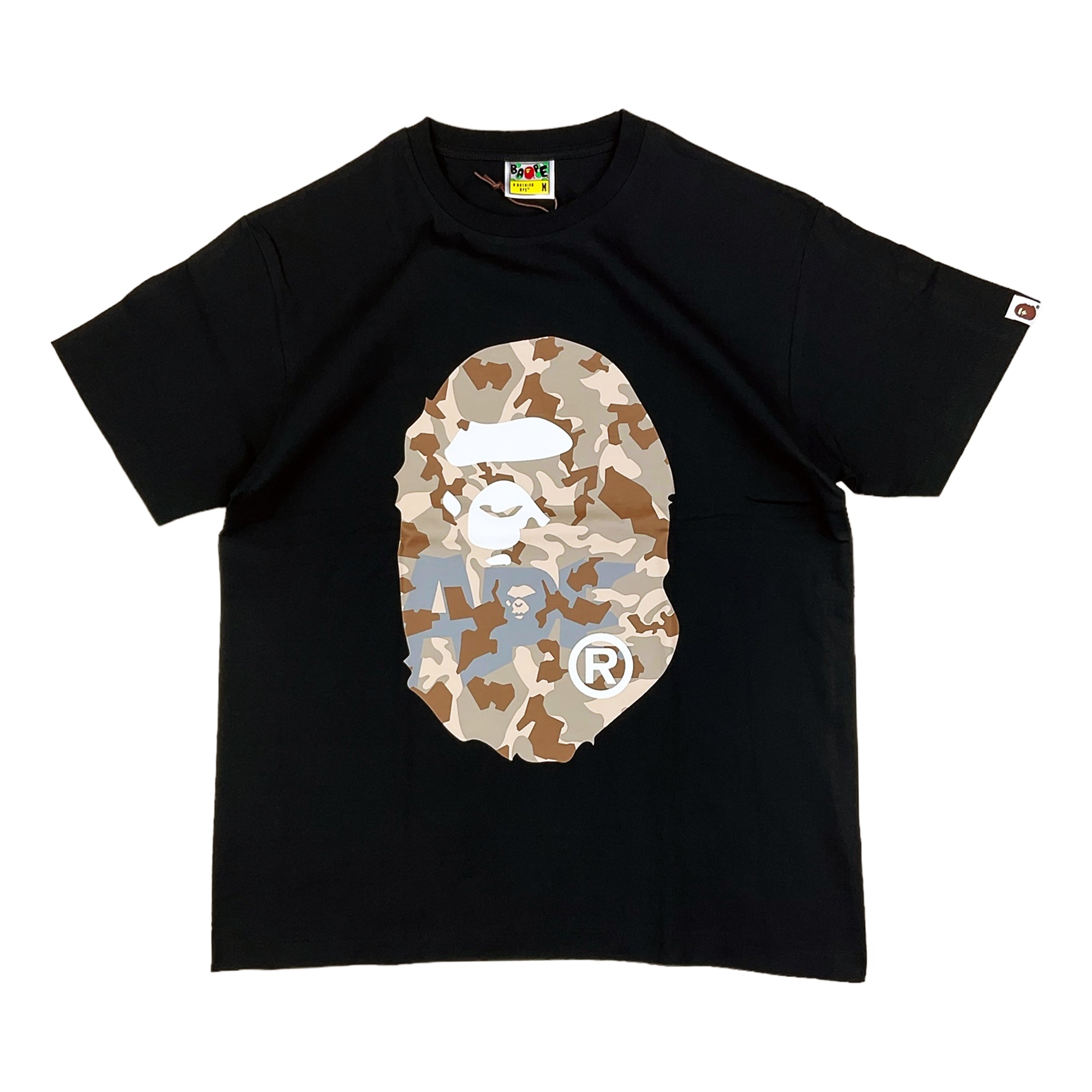 Bape Sand Camo Big Ape Head Tee Black Beige L