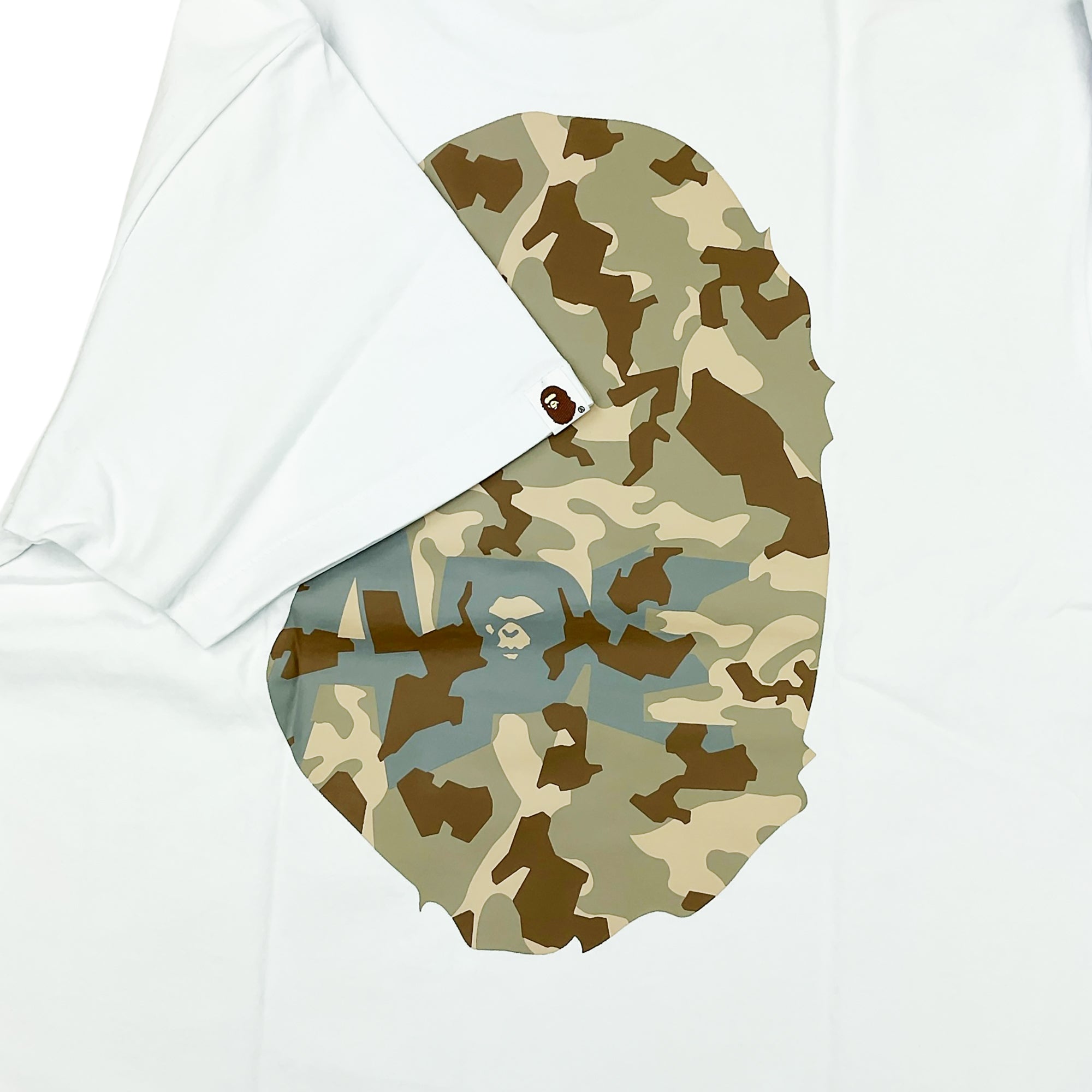 Bape Sand Camo Big Ape Head Tee White Beige