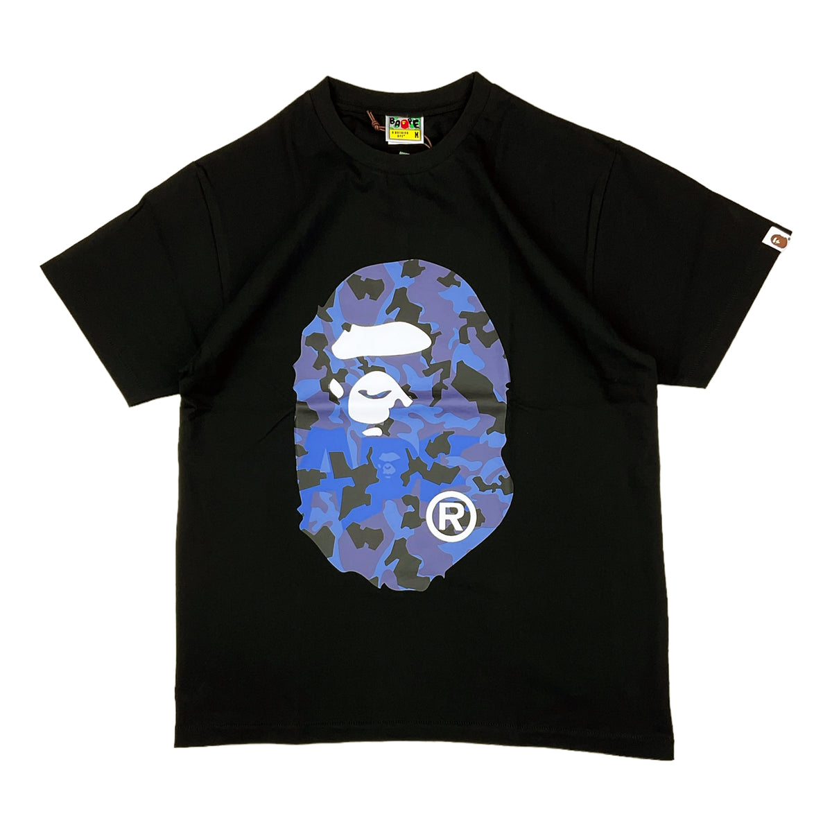 SAND CAMO BIG APE HEAD T-SHIRT BLACK NAVY | A BATHING APE