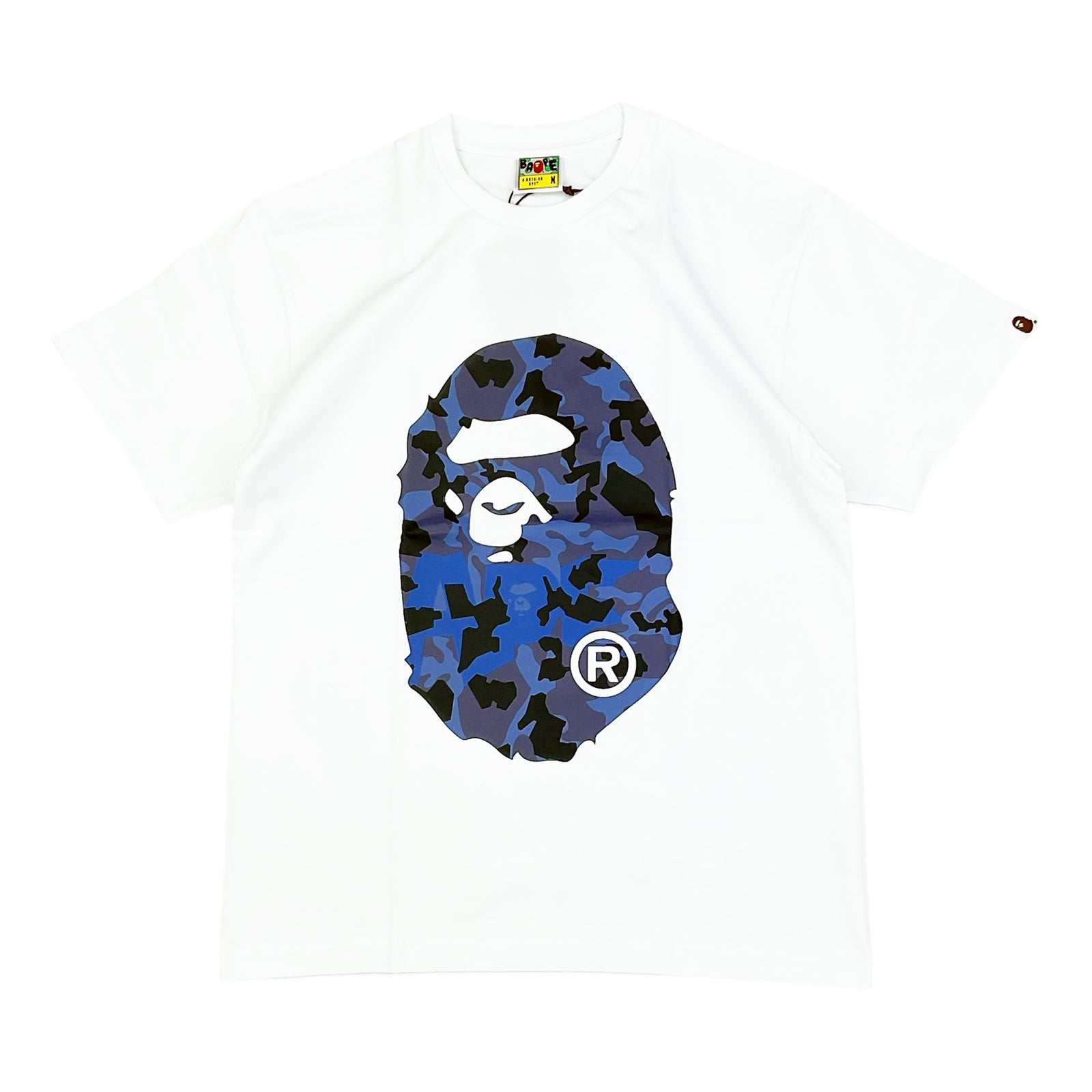 SAND CAMO BIG APE HEAD T-SHIRT WHITE NAVY | A BATHING APE