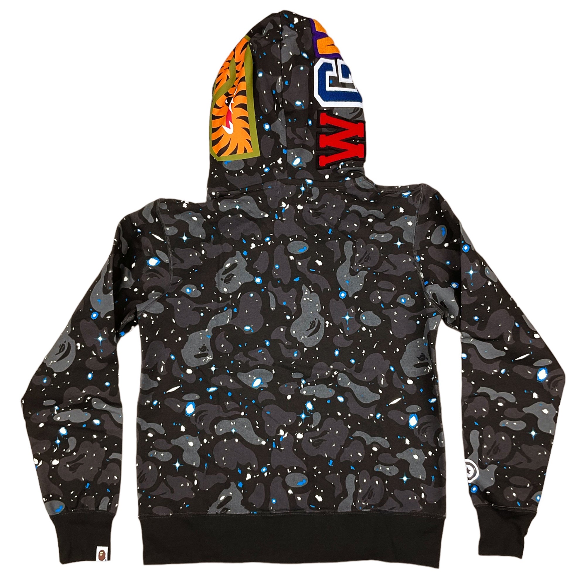 SPACE CAMO SHARK FULL ZIP DOUBLE HOODIE SWEATSHIRT BLACK | A BATHING APE