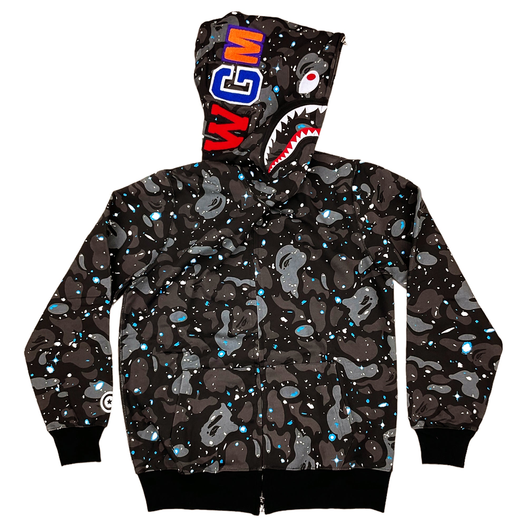 BAPE Space Camo Shark WGM Hoodie Sweatshirt Black A Bathing Ape 0riginalFeet