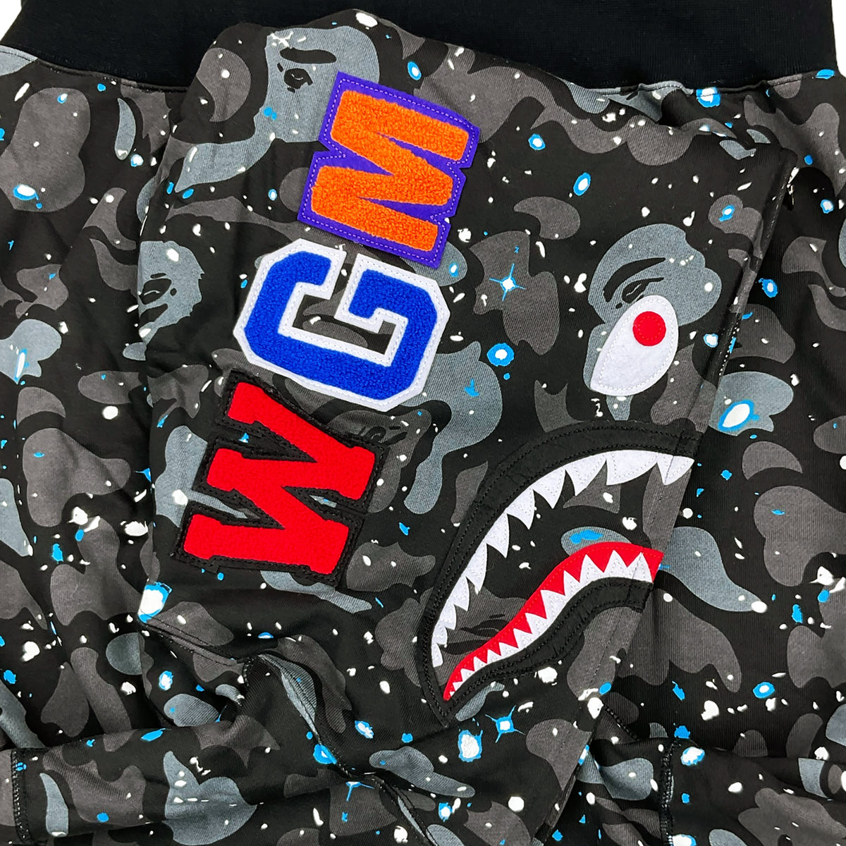SPACE CAMO SHARK WGM HOODIE SWEATSHIRT BLACK | A BATHING APE
