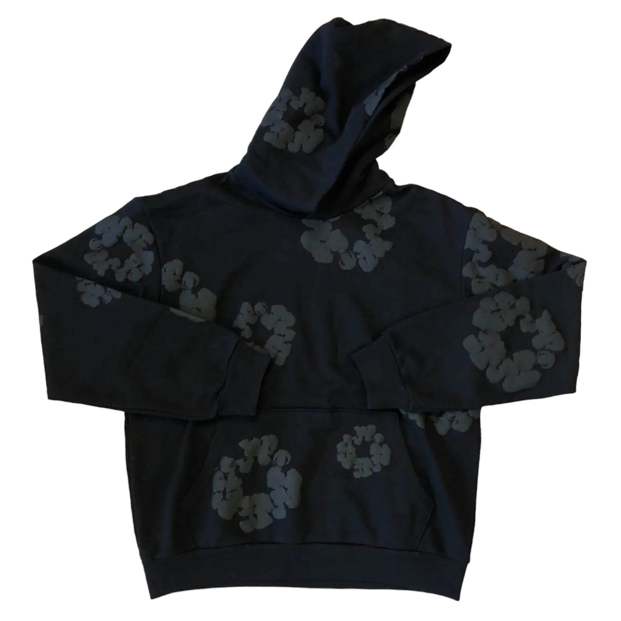 THE COTTON WREATH HOODIE SWEATSHIRT BLACK MONOCHROME