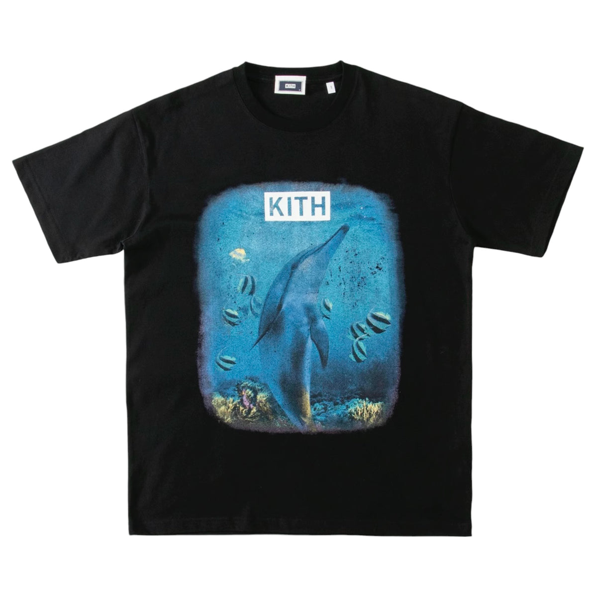 UNDERWATER DOLPHIN VINTAGE T-SHIRT BLACK