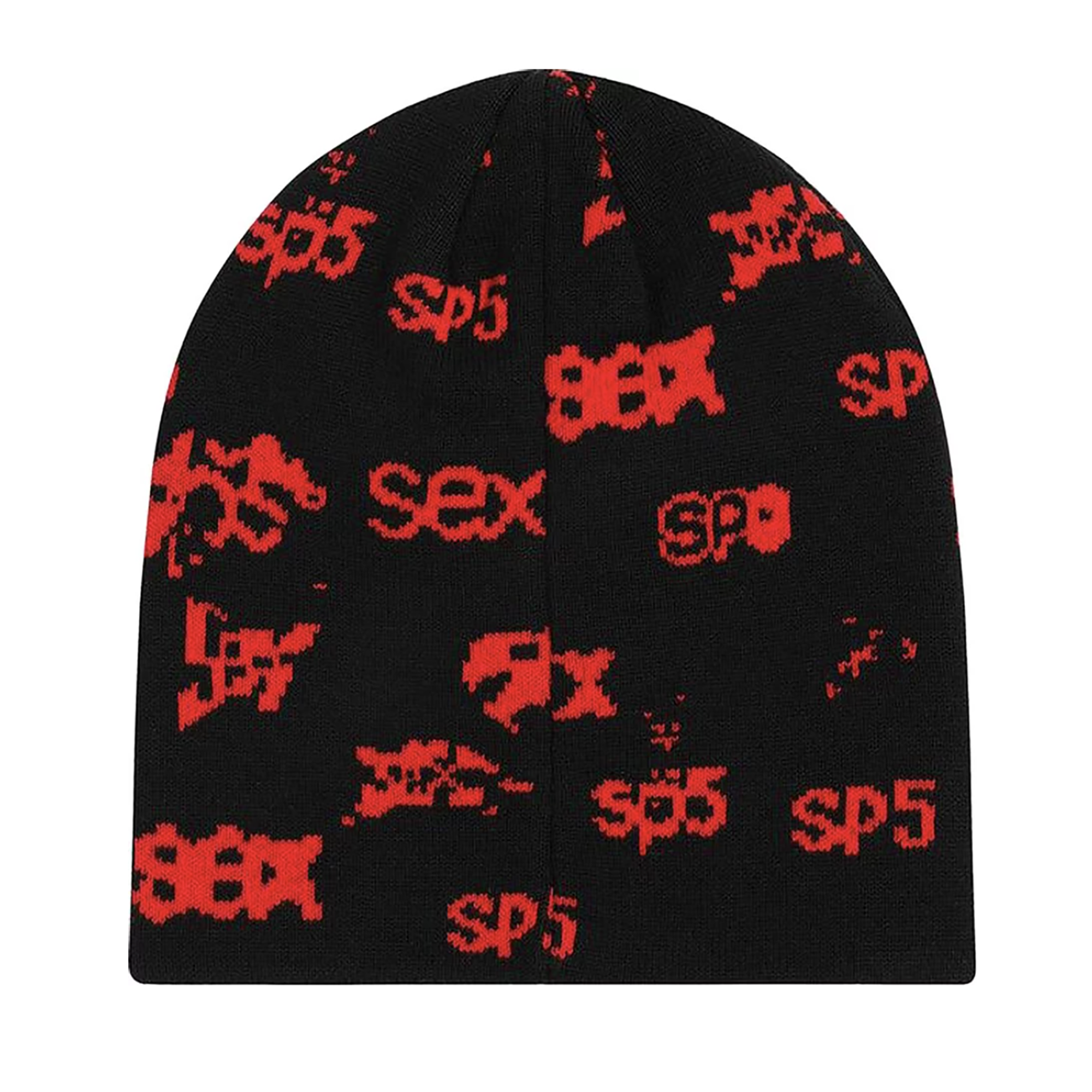 SEX SKULLY BEANIE BLACK RED