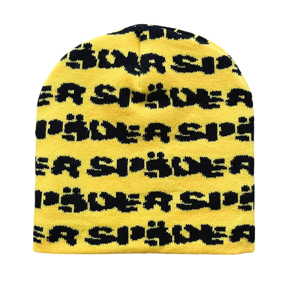 FUZZY LOGO SKULLY BEANIE YELLOW BLACK