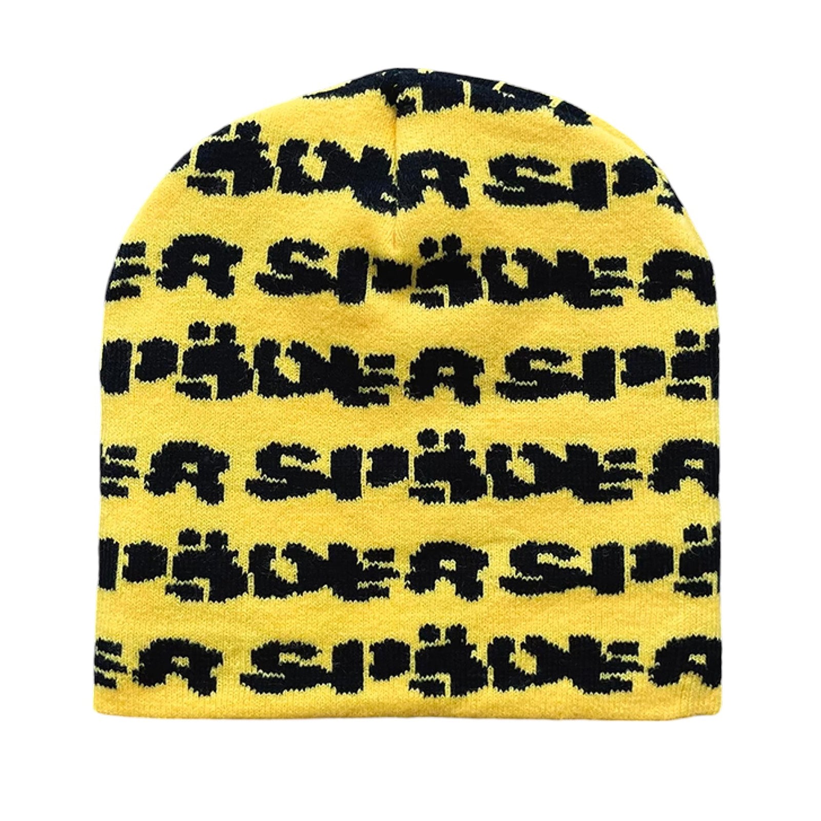 FUZZY LOGO SKULLY BEANIE YELLOW BLACK