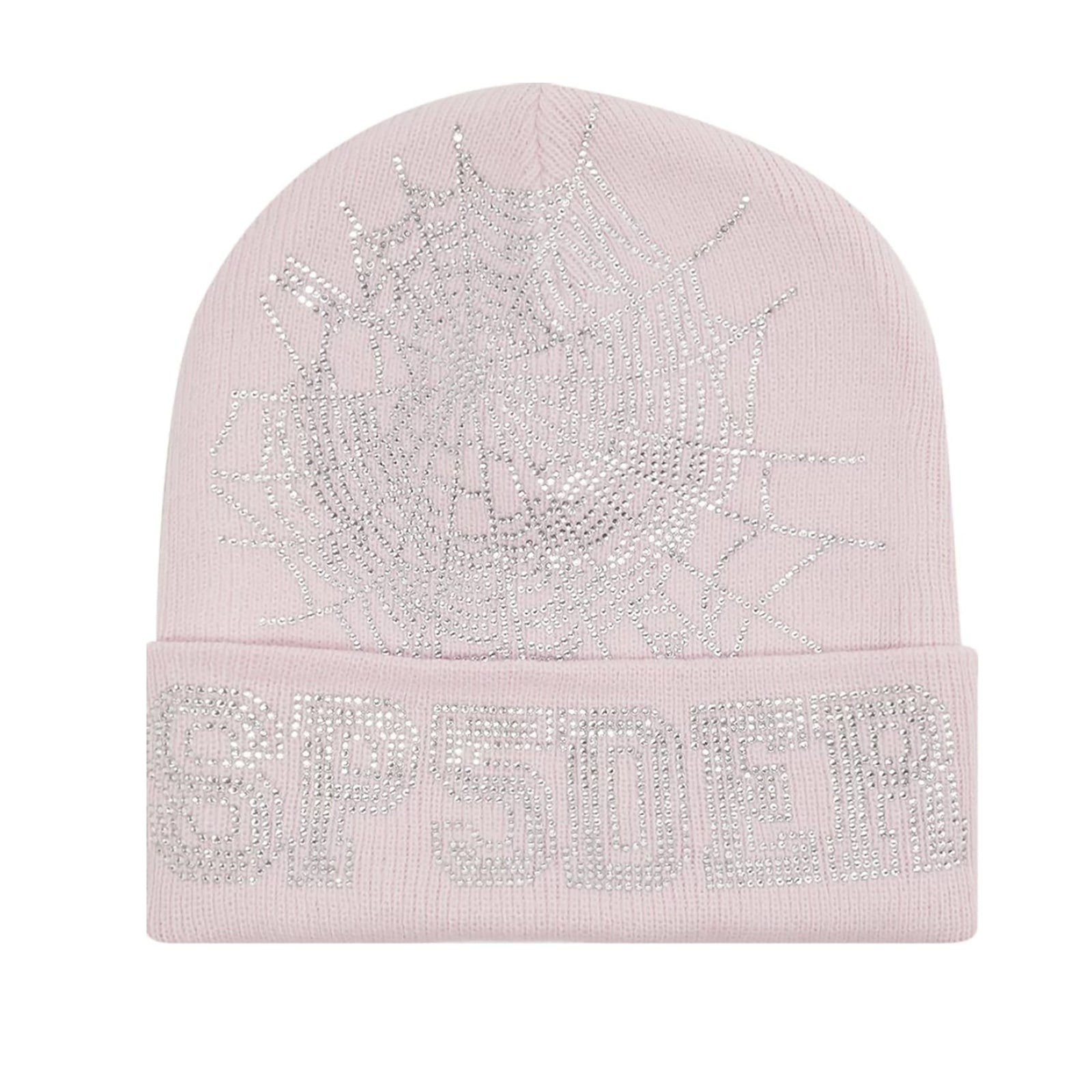 WEB RHINESTONE BEANIE PINK