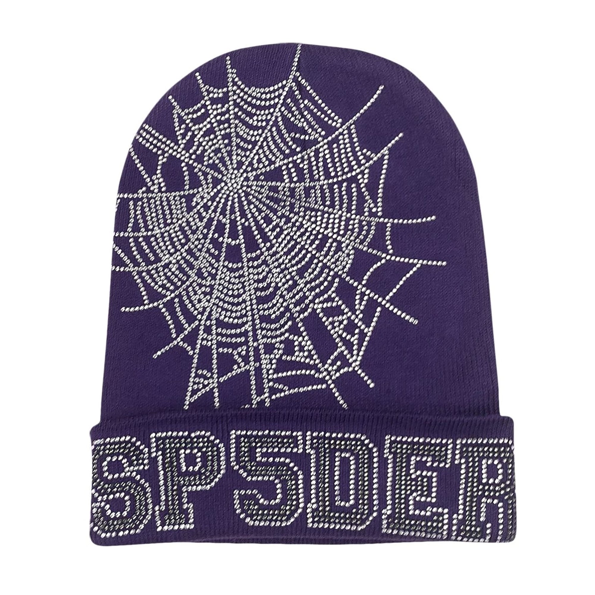 WEB RHINESTONE BEANIE PURPLE